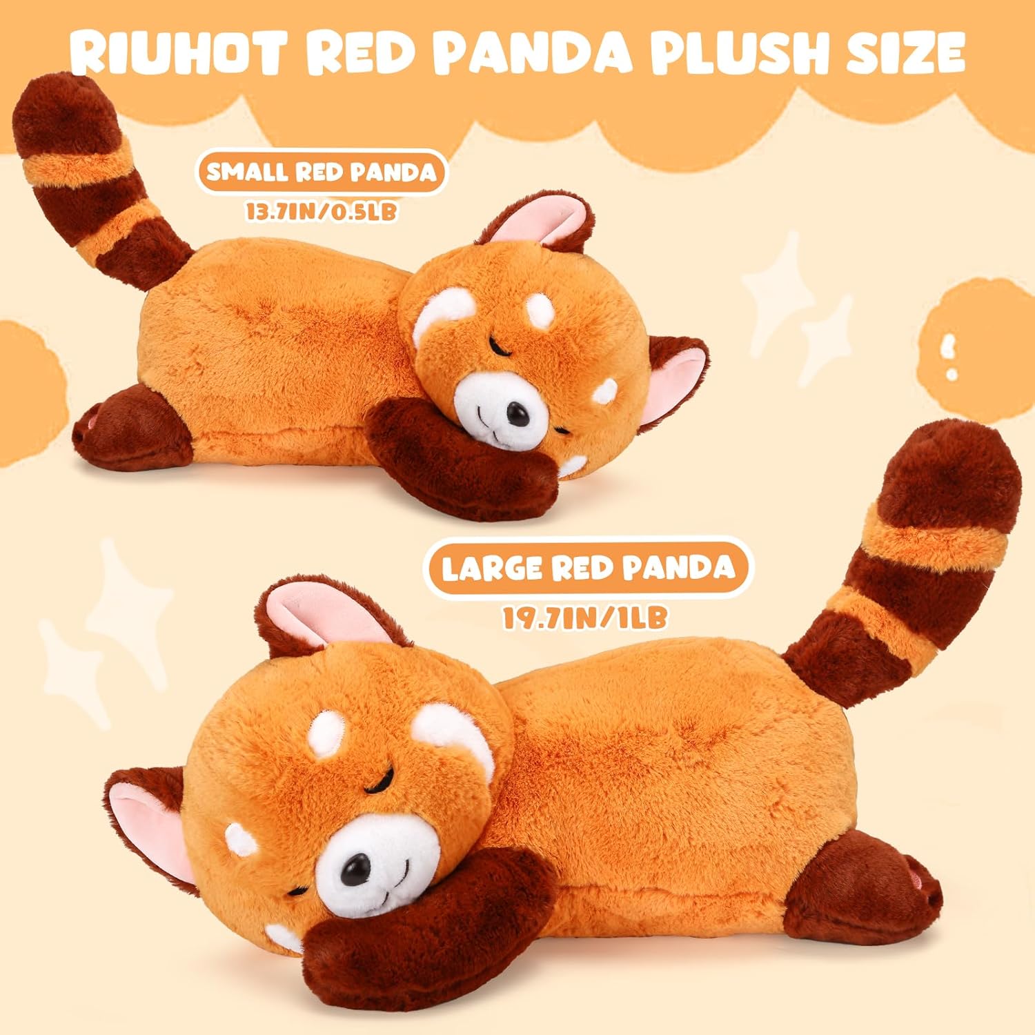 Big Red Panda Plush Pillow - 197-inch Huggable Stuffie Toy