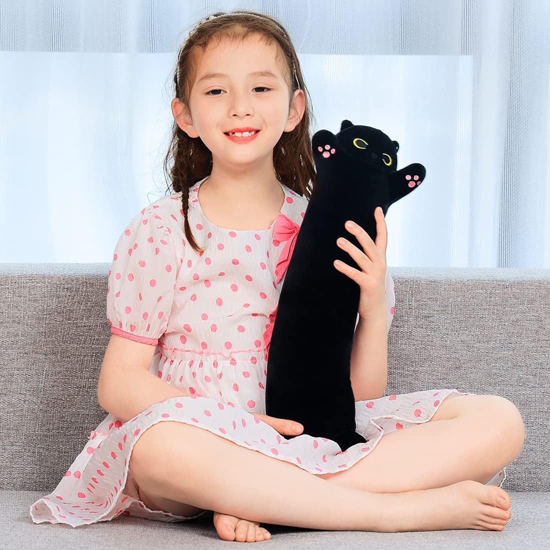 Yeqivo Soft Plush Cat Pillow 50CM Black