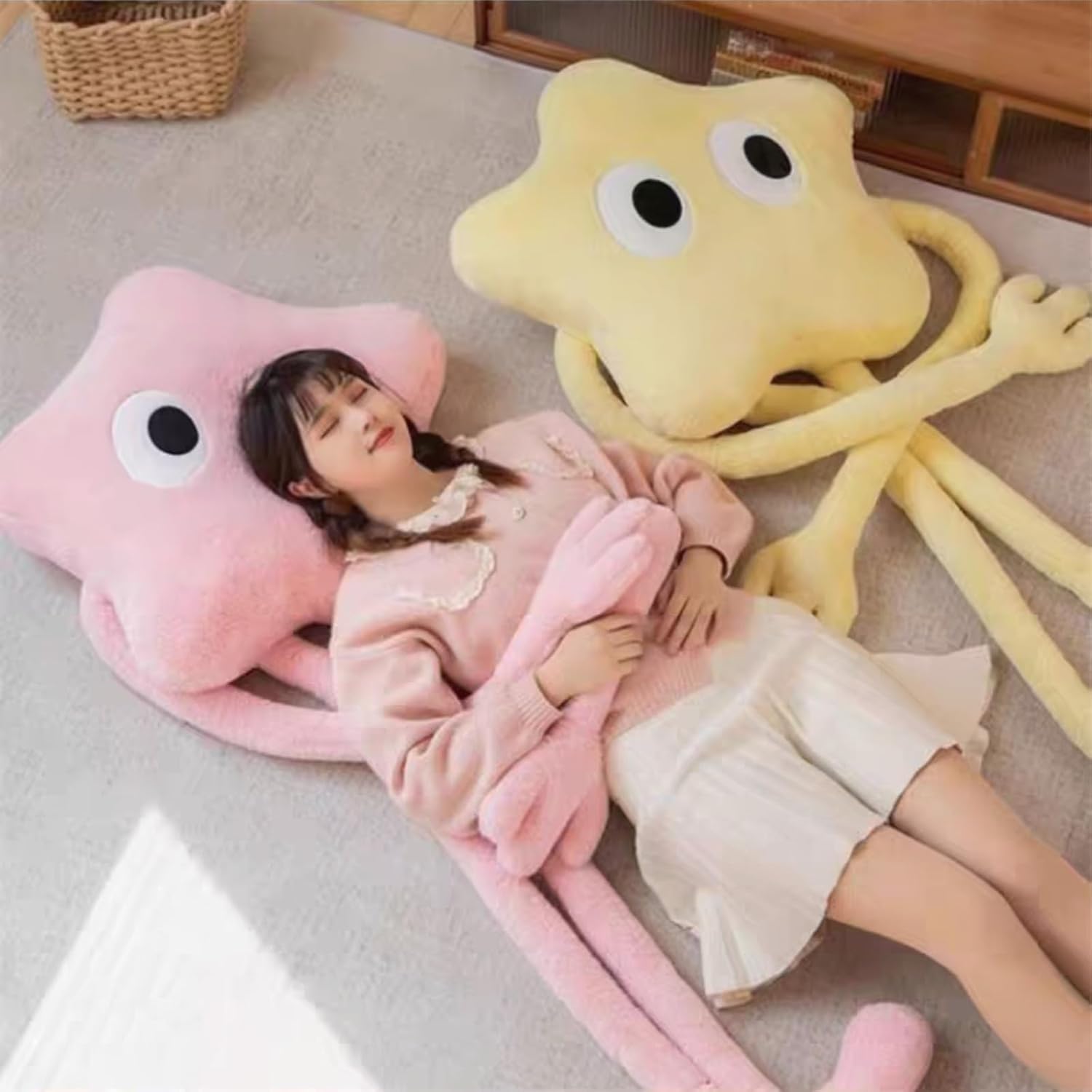 ELKOHA Long Star Plush Pillow Cute Stuffed Animal Kawaii Soft Plushies