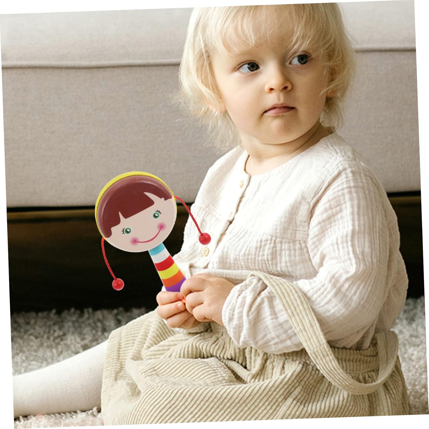 Toddmomy 2pcs Cartoon Design Wooden Rattle
