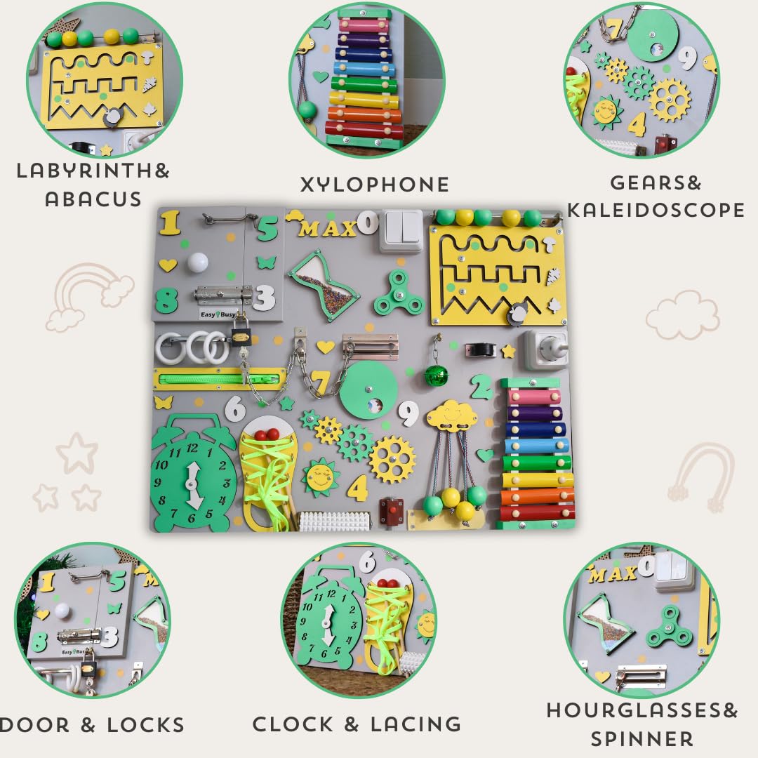 EasyBusy4kids Montessori Busy Board for 1-3 Year Olds