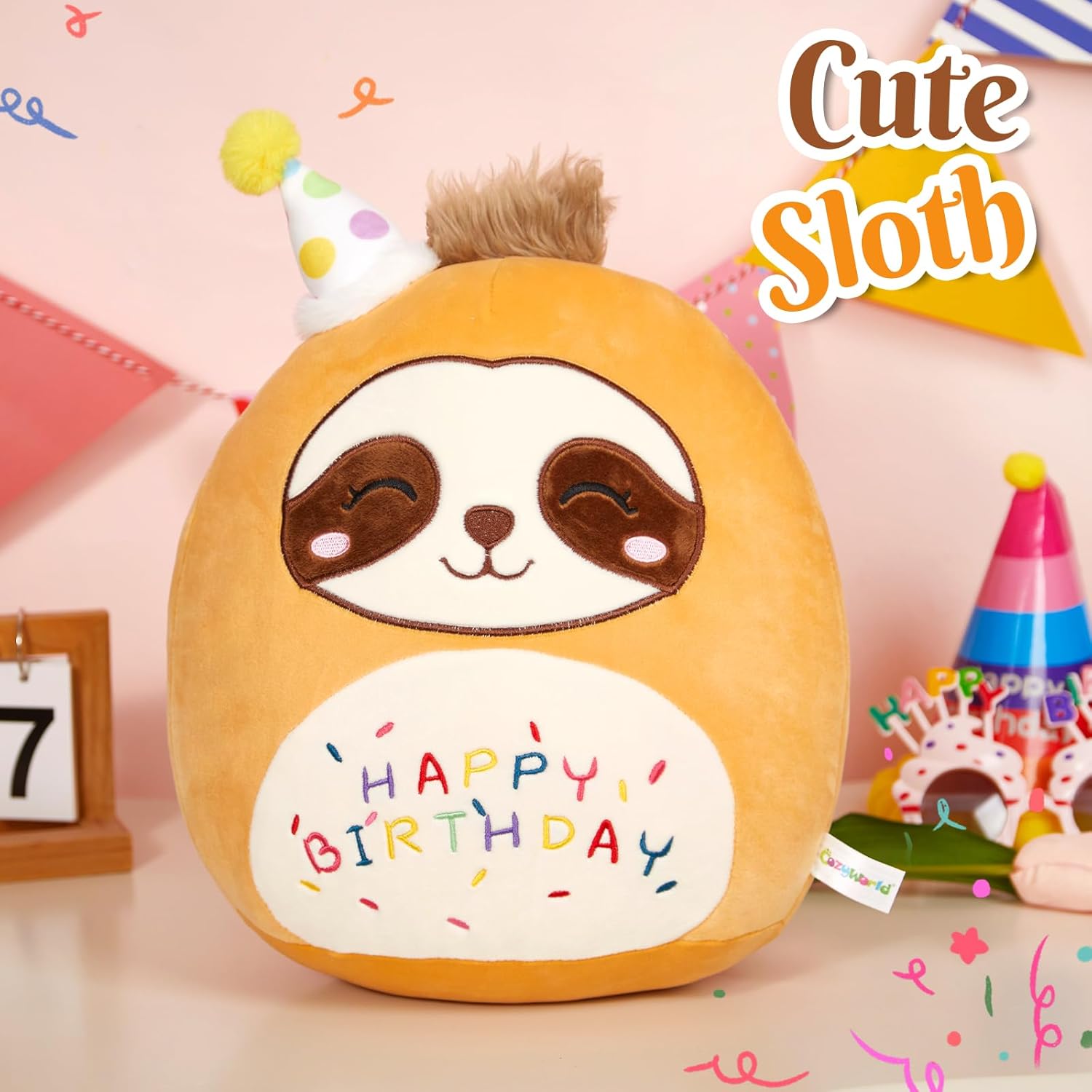 CozyWorld 15 Birthday Sloth Plush Pillow