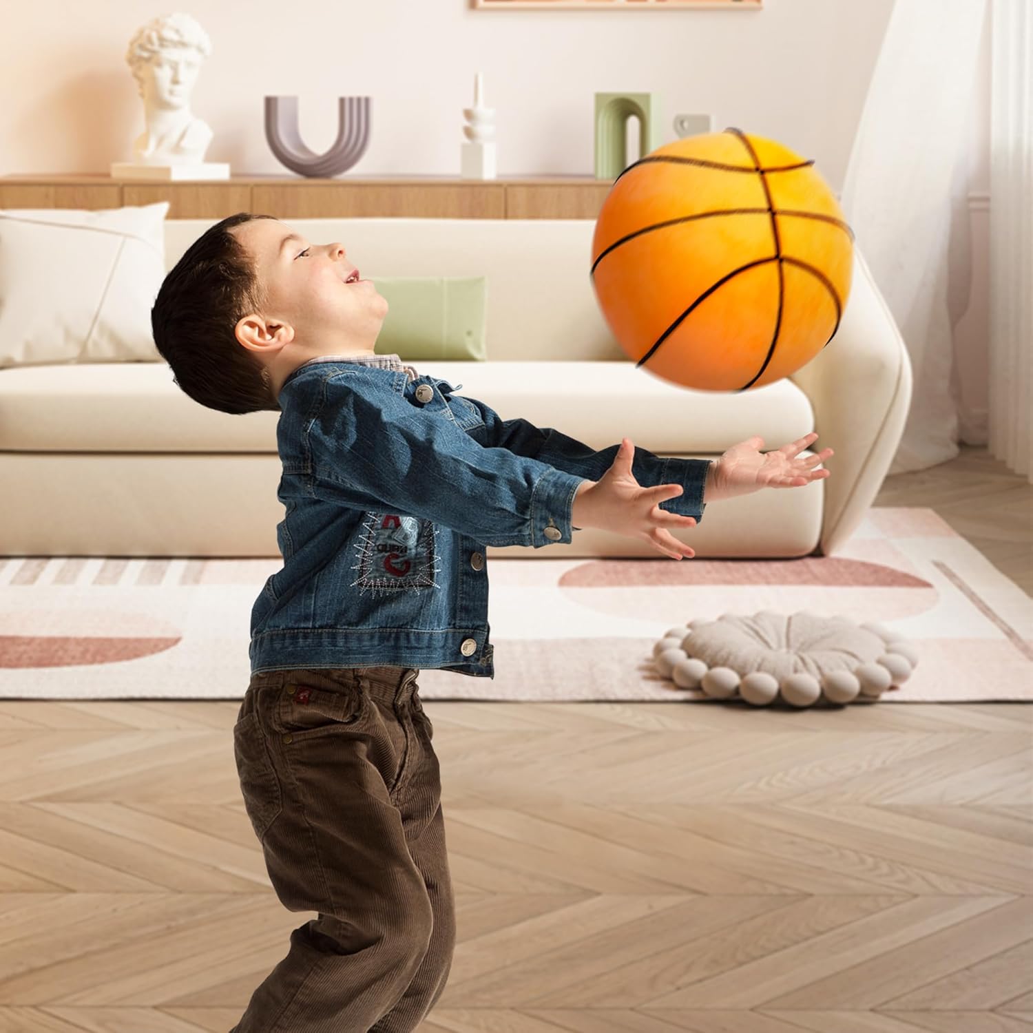 OurHonor Basketball Pillow Fluffy 3D Stuffed Ball Decor