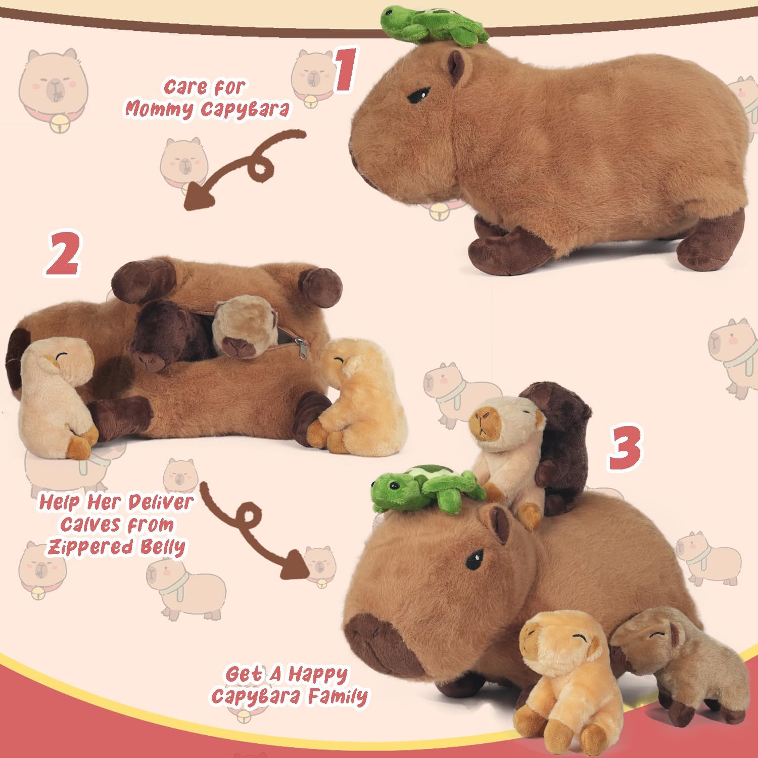 5 in 1 Capybara Plush Set with Zipper Pouch