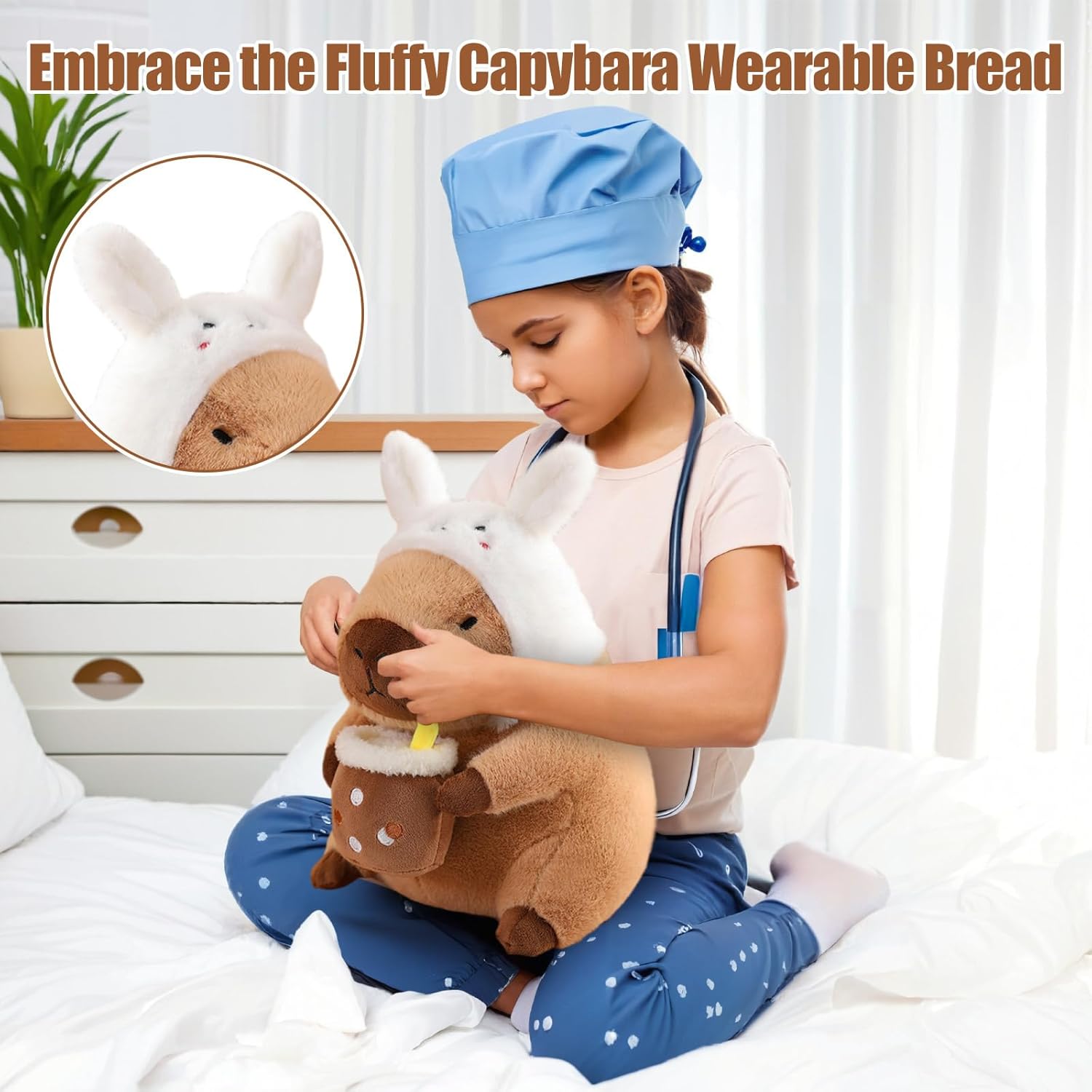 12 Inch Capybara Plush Pillow Kawaii Bunny Stuffed Animal Toy