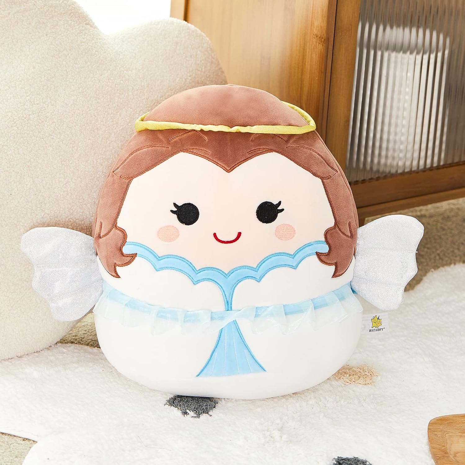 BSTAOFY Cute Angel Plush Pillow with Wings and Halo