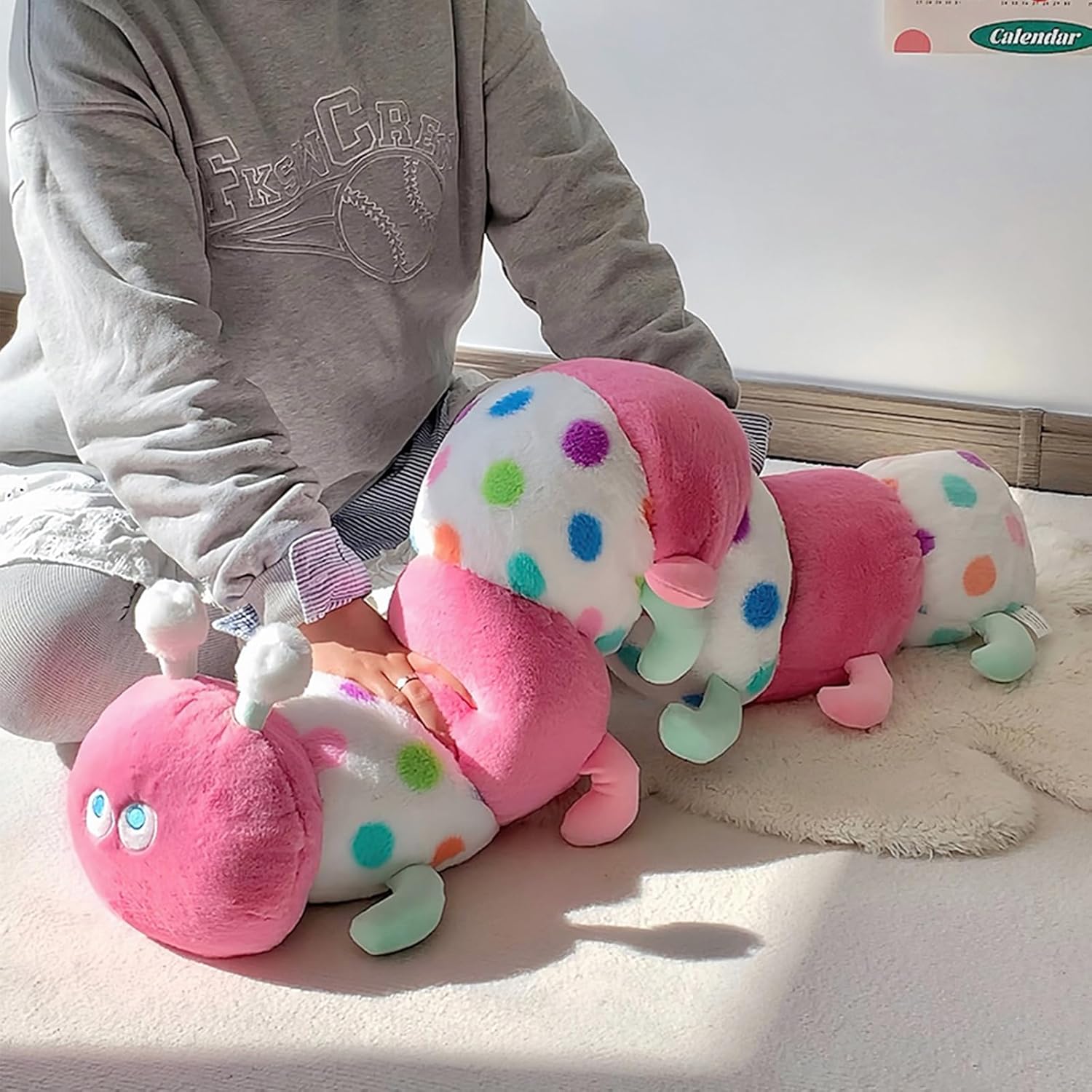 Hofun4U Caterpillar Plush Pillow - Pink 35 Inch