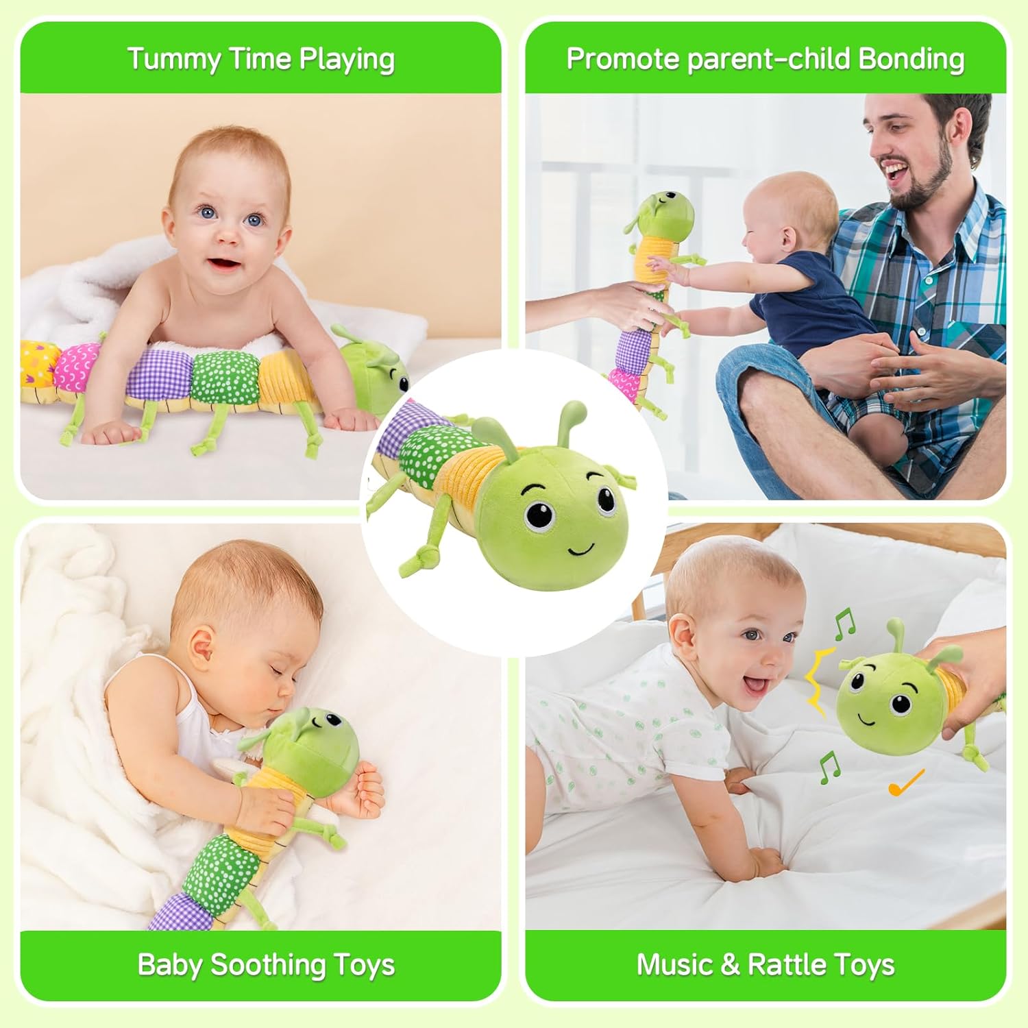 PADONISE Musical Plush Stuffed Animal Toy for Newborns 0-12 Months