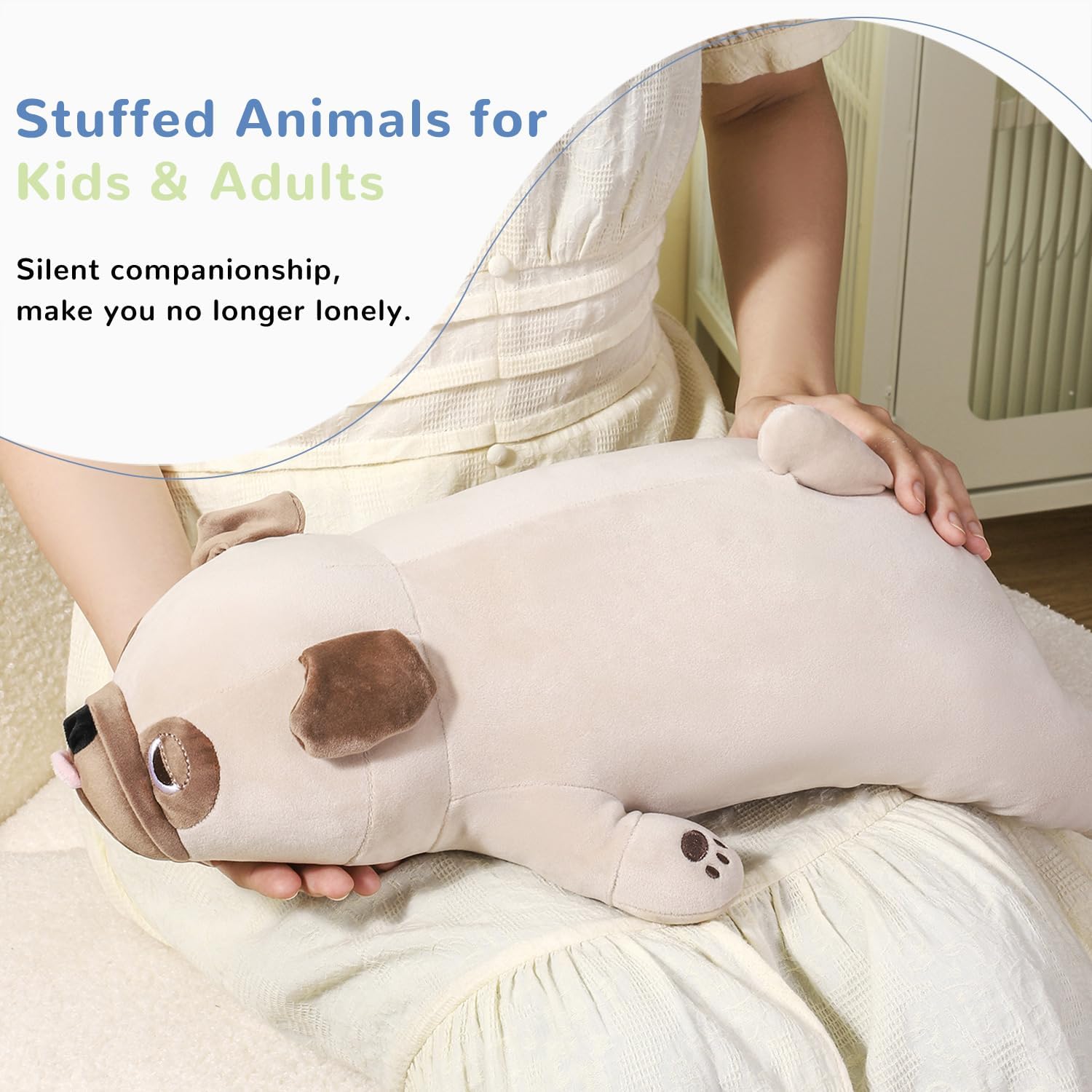 ZPIUU 15 Weighted Pug Plush Pillow Toy
