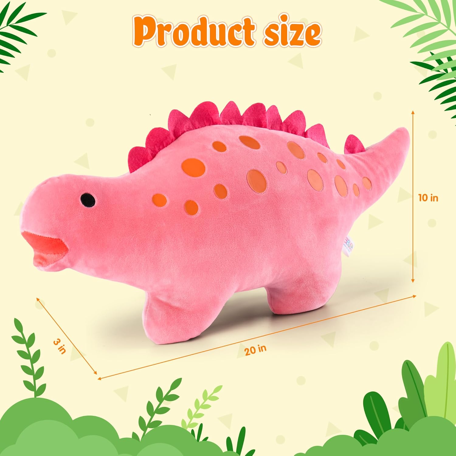 BB FUN HOUSE Dinosaur Pillow Plush Pink