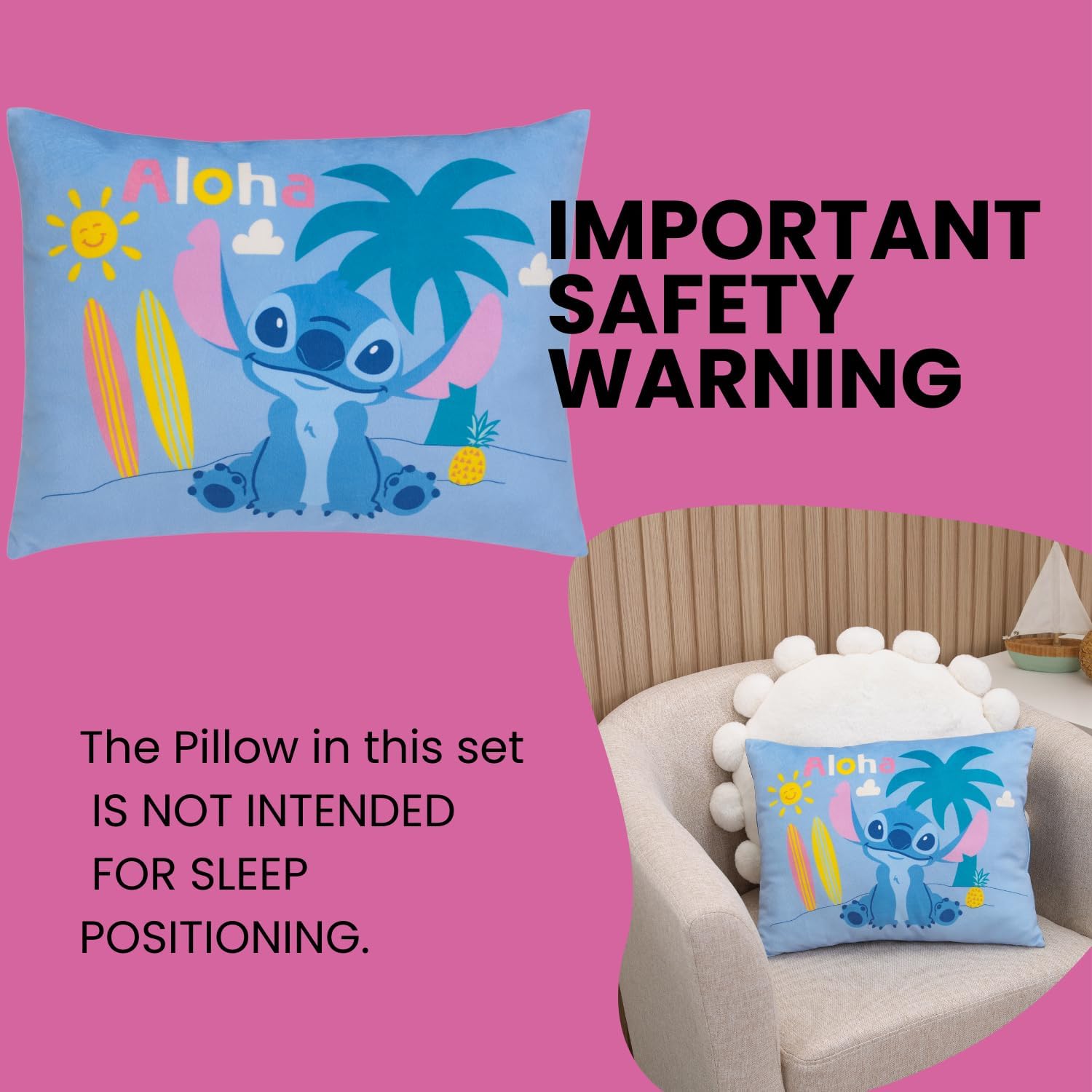 Disney Stitch Decorative Throw Pillow with Aloha Message