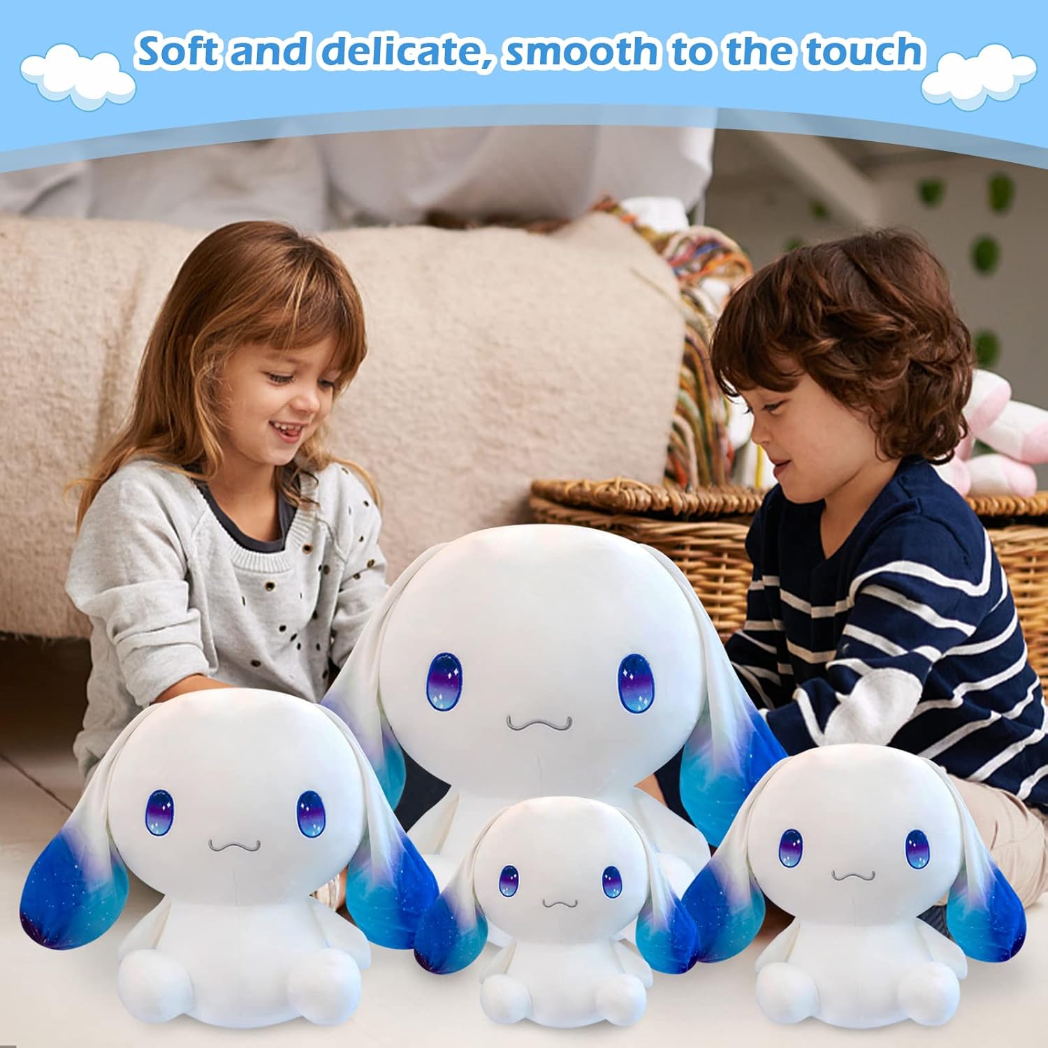 OULV Big Ear White Plush Dog Toy 118 Inch Hugging Pillow