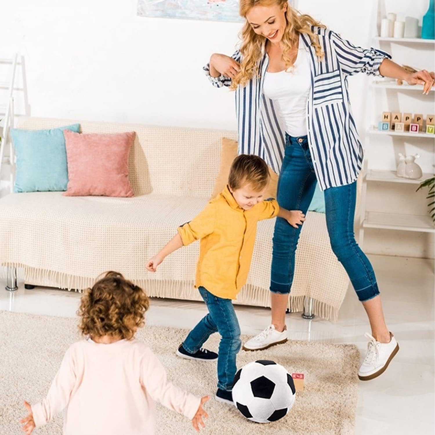 Plush Soccer Ball 118 Inch Soft Football Stuffed Toy Pillow