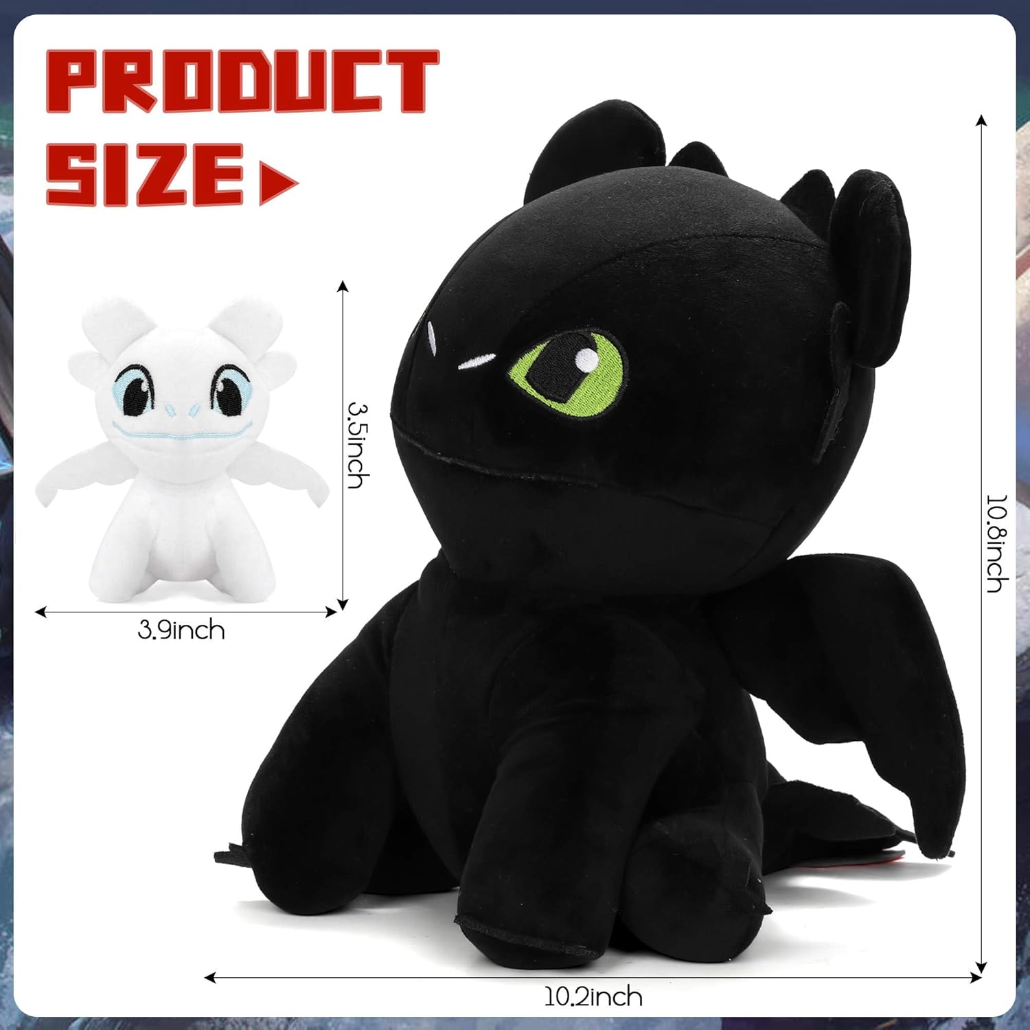 Memall 2 Pcs Dragon Plush Toy Set - 10 Inch Cute Stuffed Animal Pillow