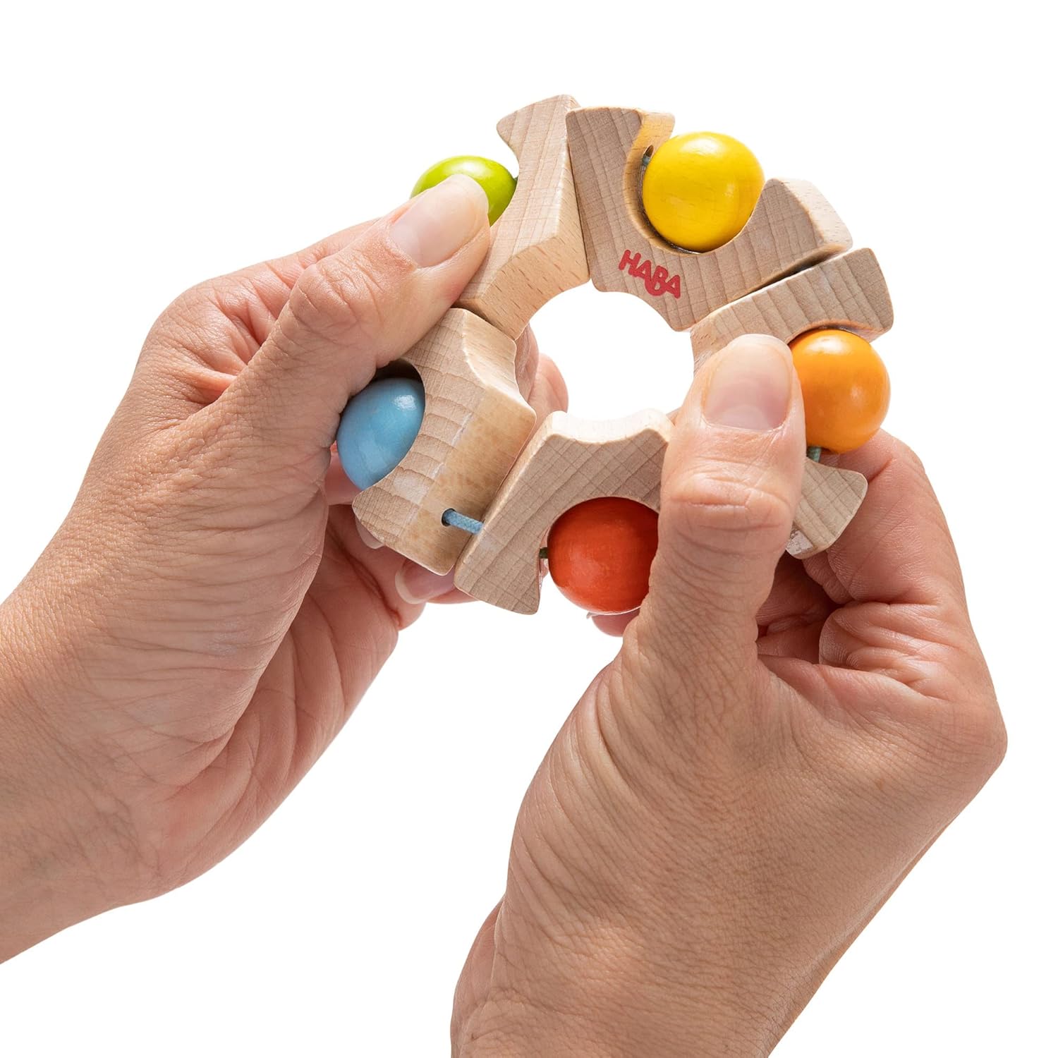 HABA Clutching Toy Ball Wheel Wooden Rattle
