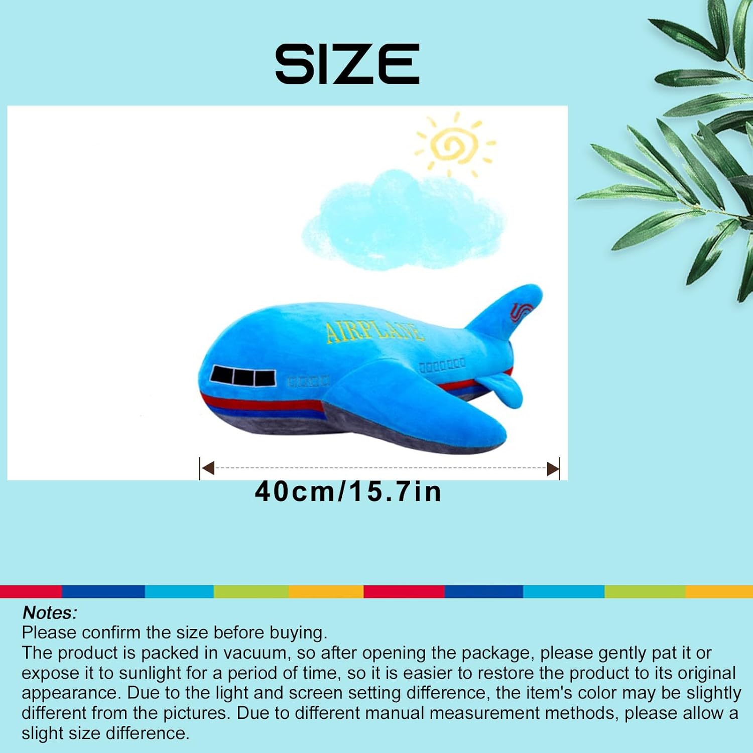 157 Blue Airplane Plush Pillow Toy for Kids 1