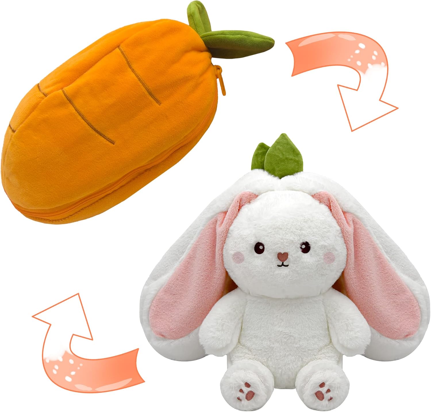 YOUBLEK Reversible Cuddle Bunny Plush Pillow with Zipper