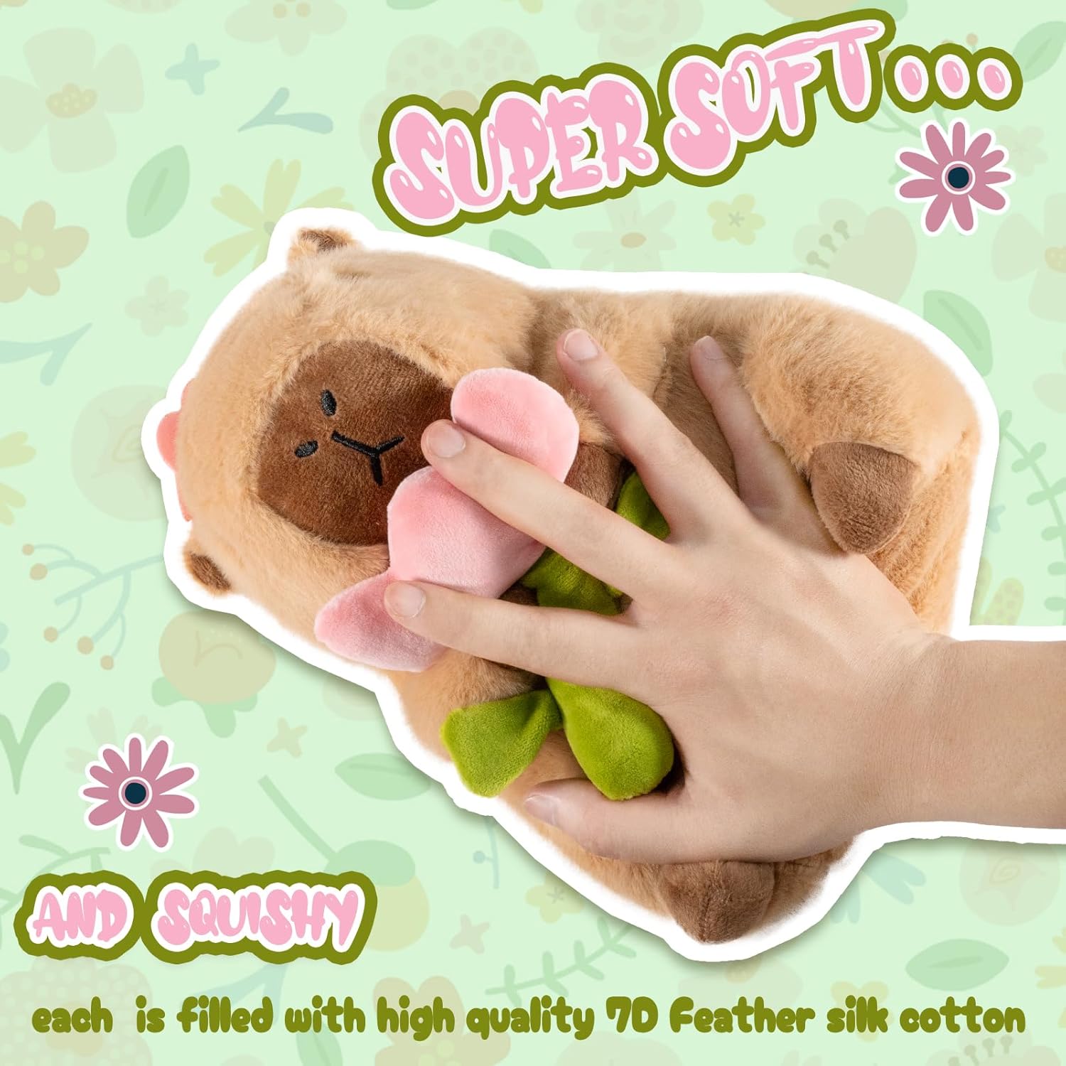 Flower Capybara Plush 11 Inch Cute Stuffed Animal Pillow