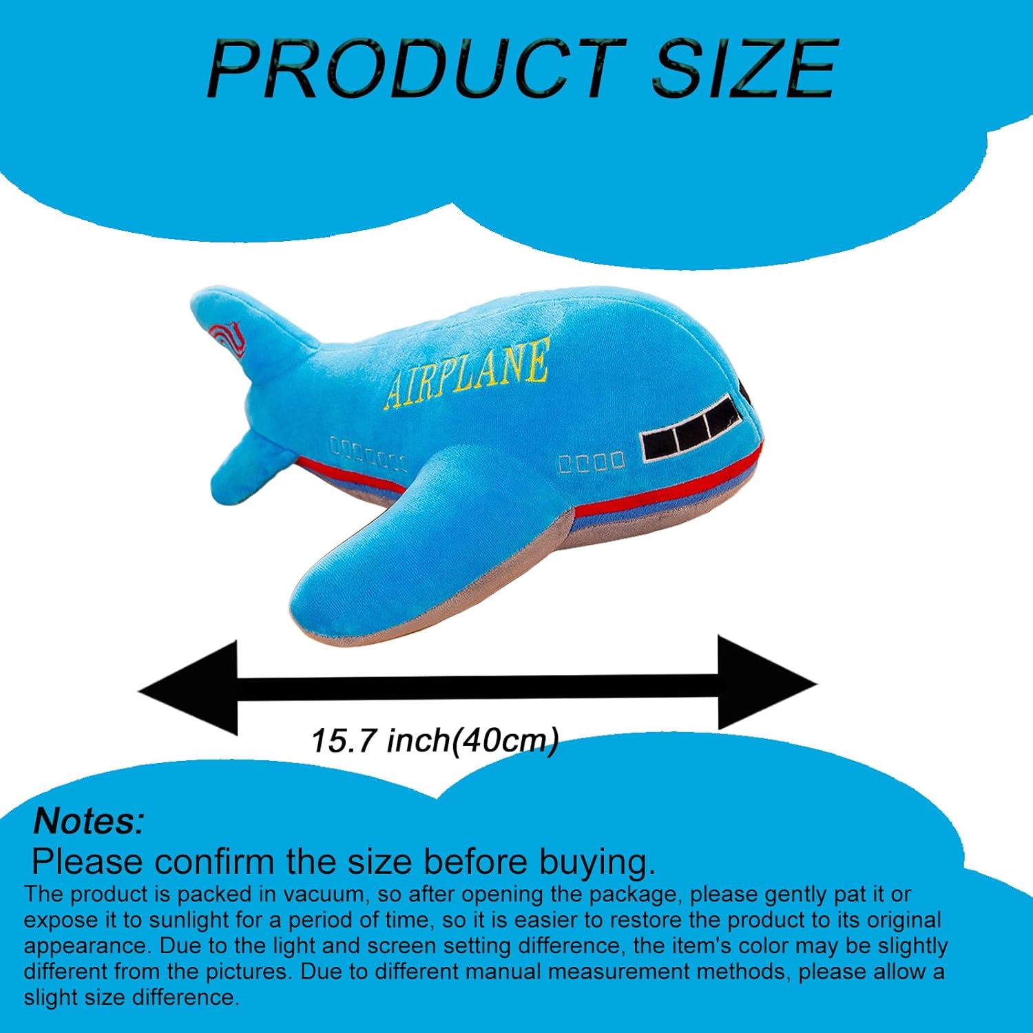 XiRiDa Airplane Plush Pillow Toy for Boys Kids 157 Inch
