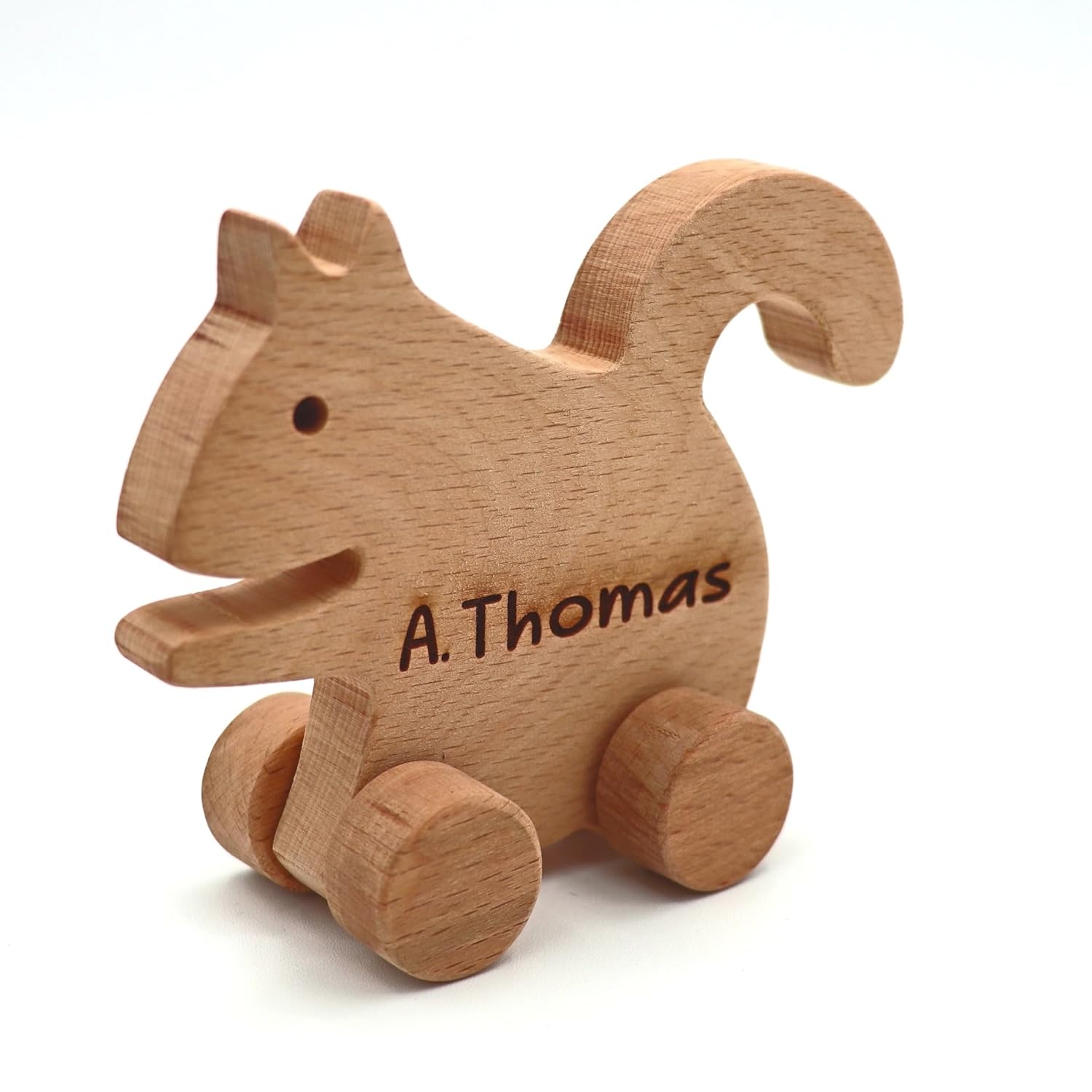 Wooden Squirrel Push Toy Handmade Baby Gift