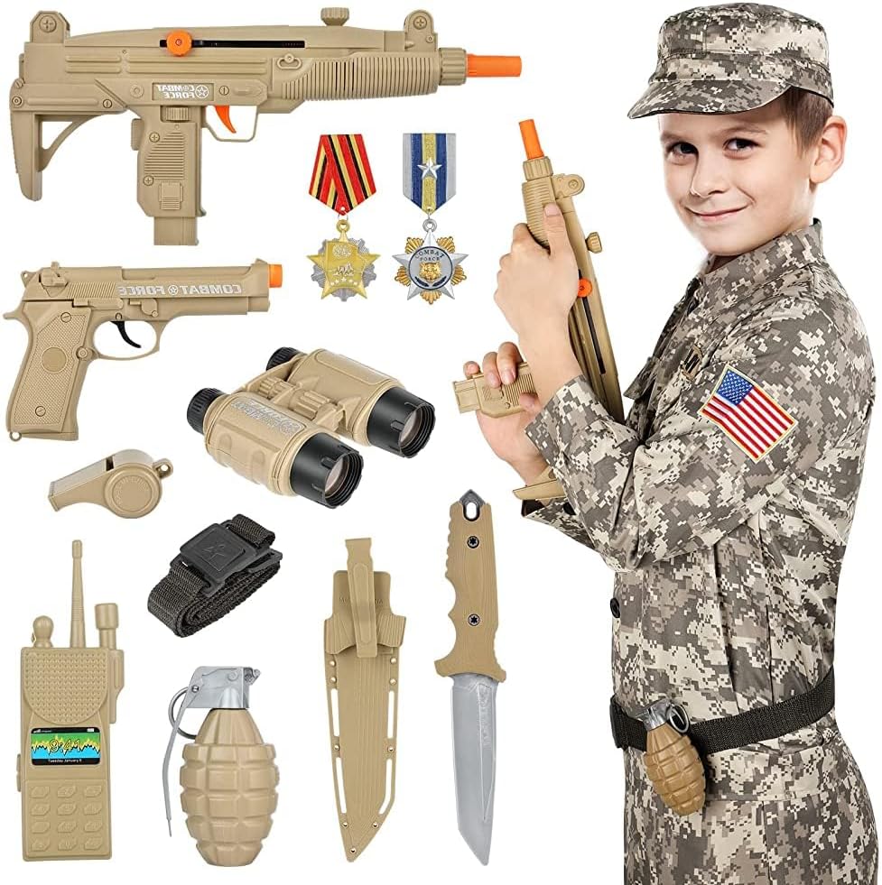 GIFTINBOX Kids Army Soldier Costume Set for Boys 3-12