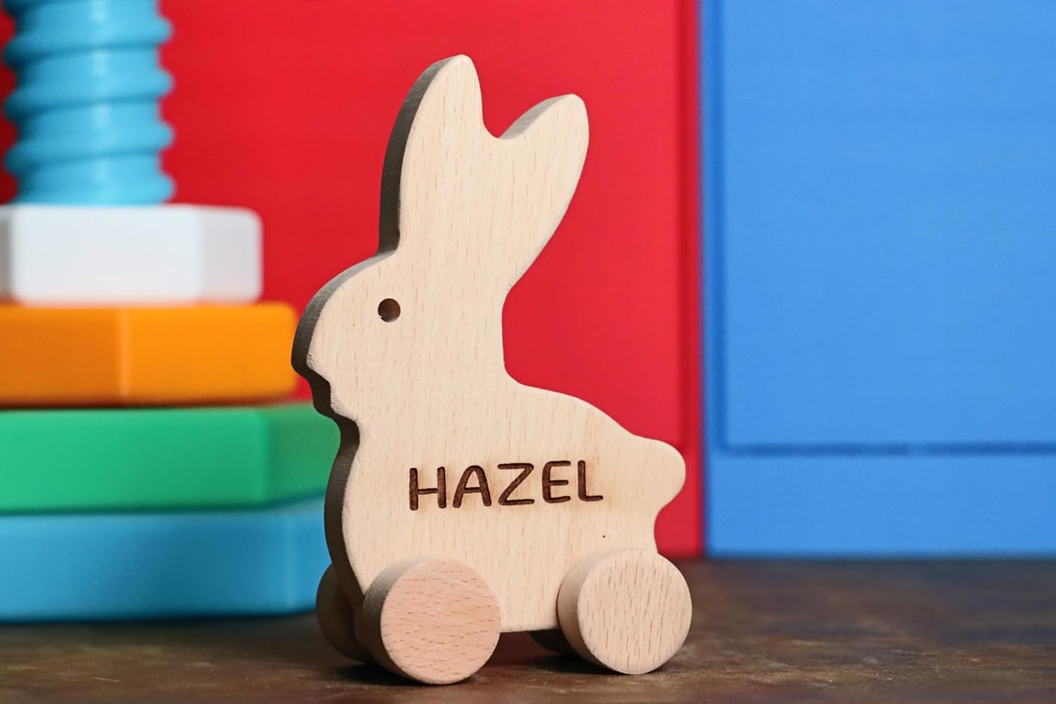 Wooden Squirrel Push Toy Handmade Baby Gift