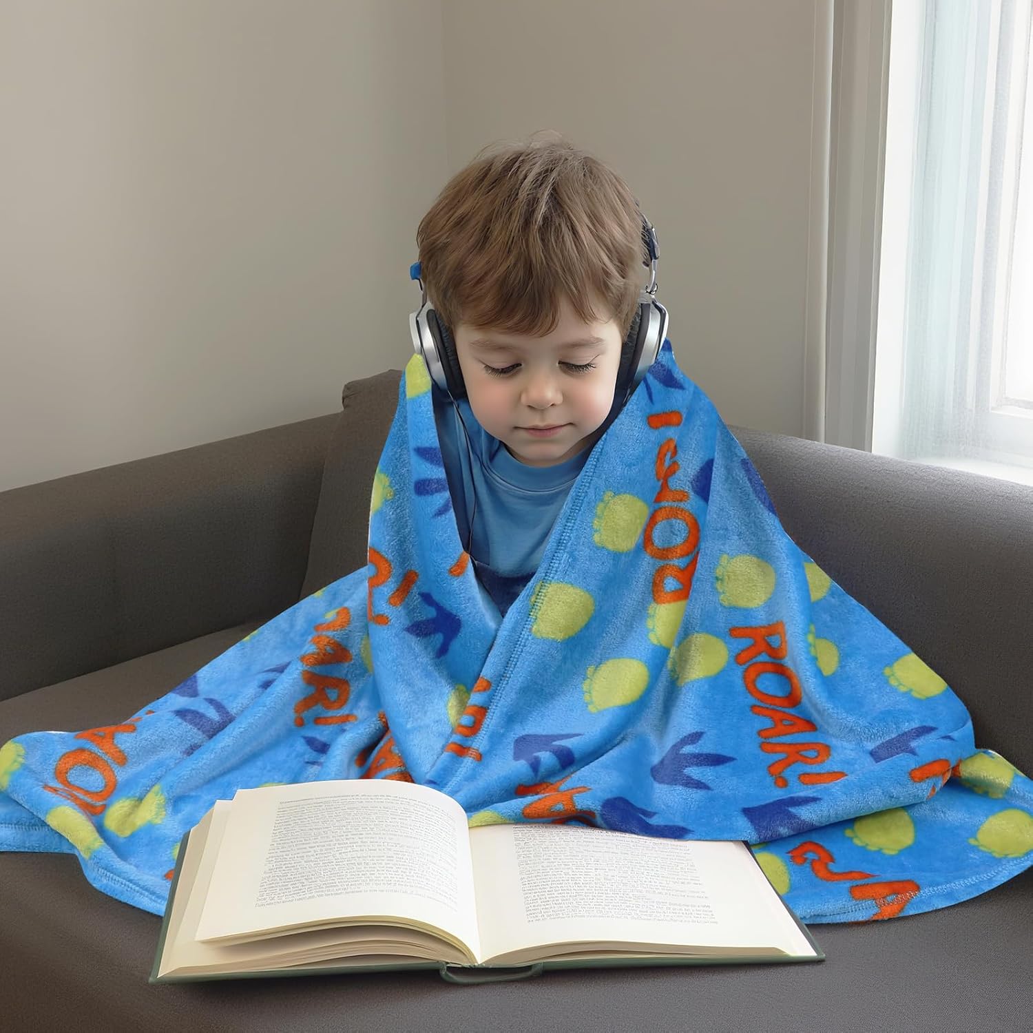 3 in 1 Travel Pillow Blanket Set for Kids with Dinosaur Print