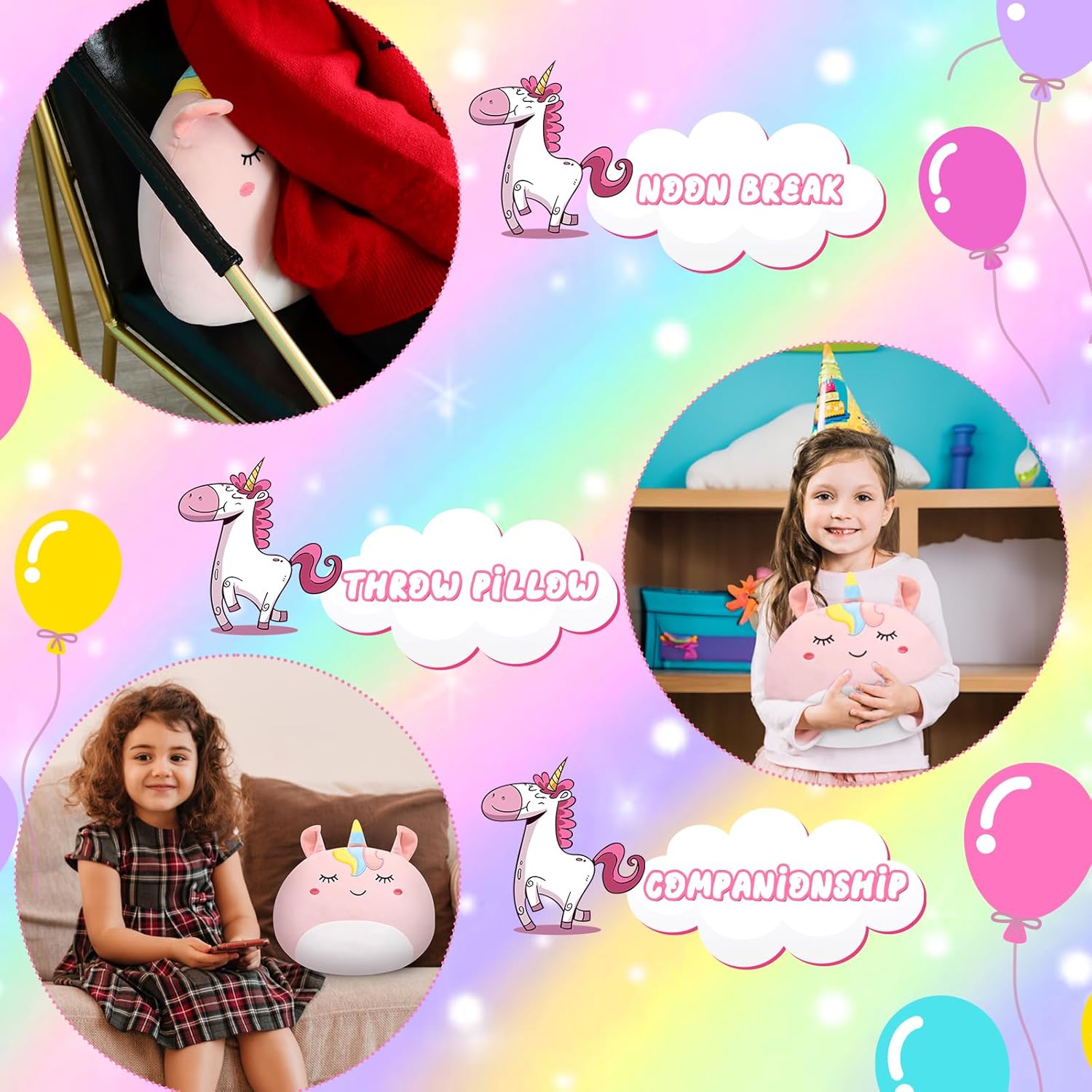 Slojkardon 12 Inch Pink Unicorn Plush Pillow Toy