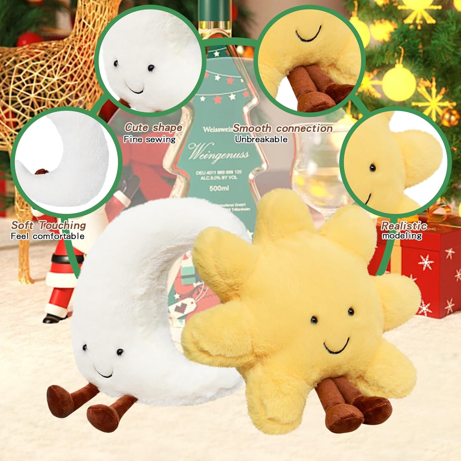 Sun and Moon Plush Toys 12in Cute Comfort Stuffed Animals