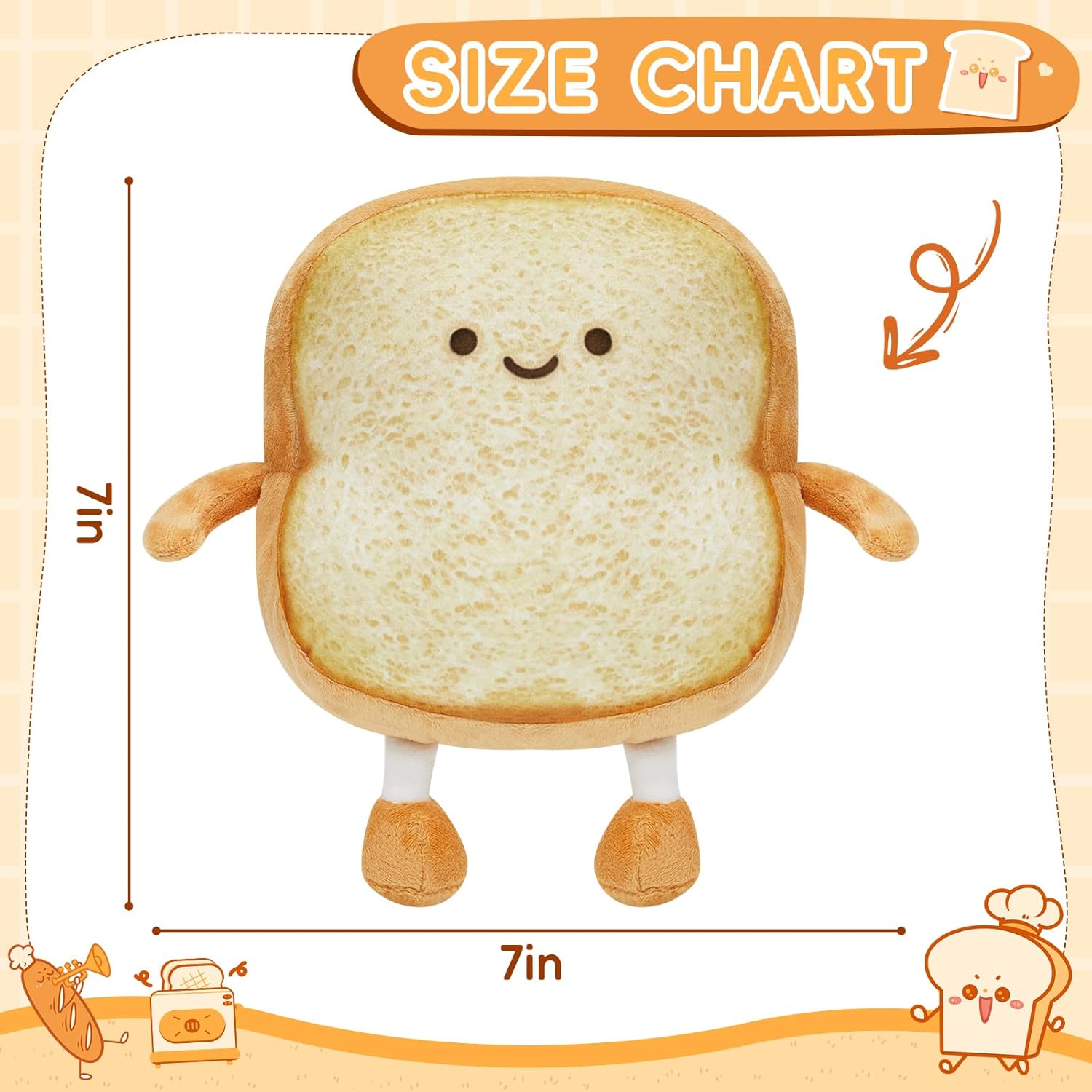 Pacreck Toast Bread Plush Pillow Toy 12in