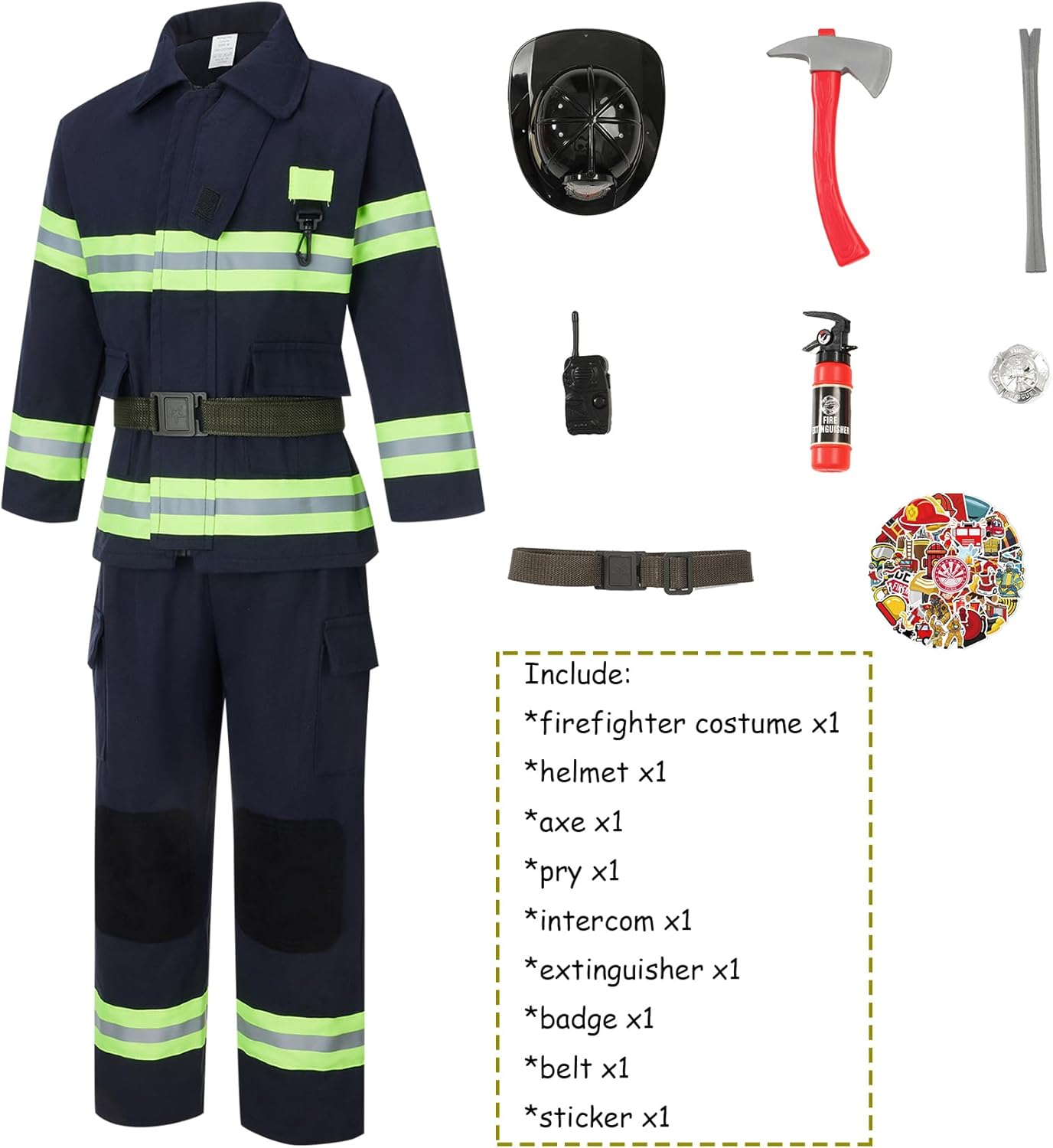 Kosgraiy Kids Firefighter Costume with 9pcs Accessories