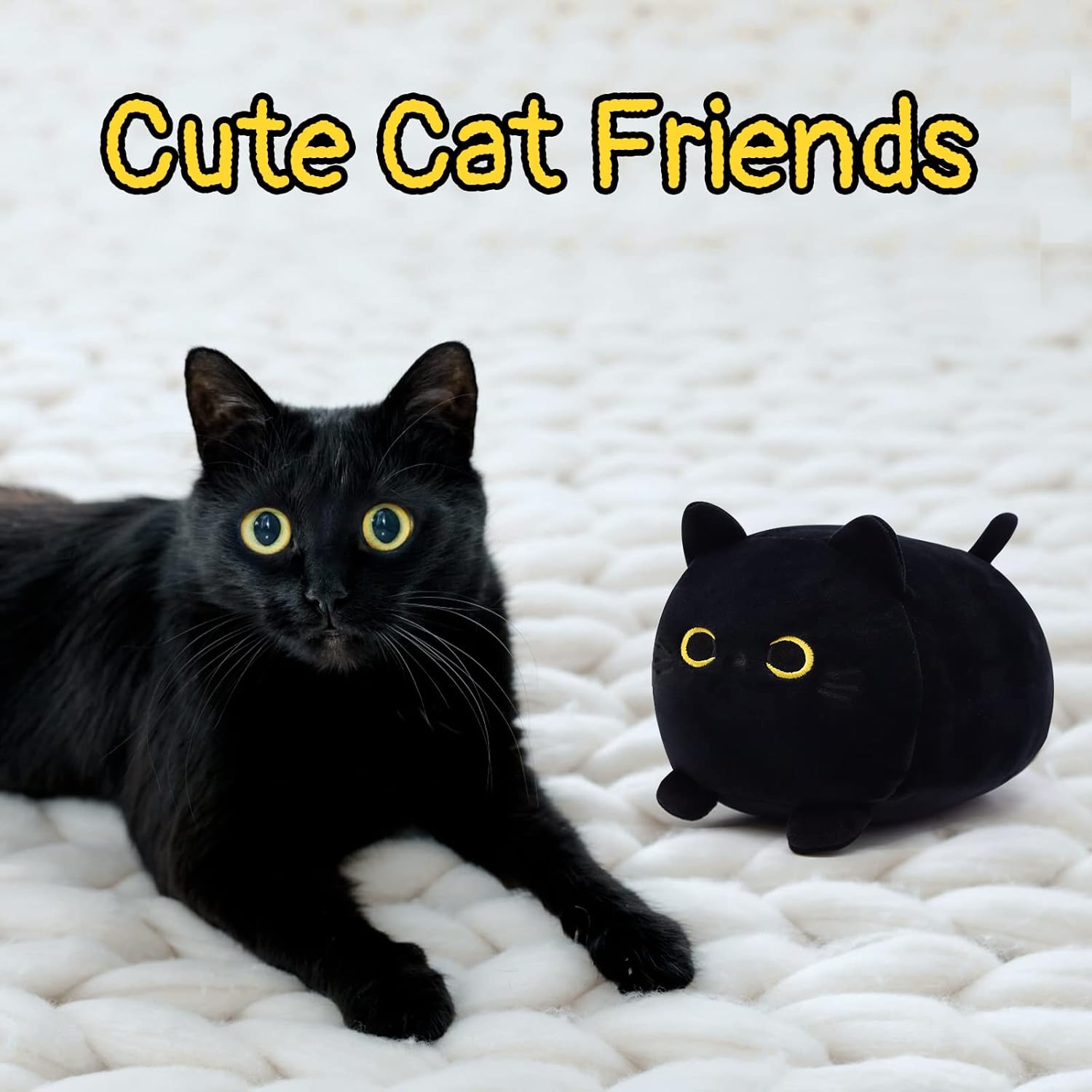 Kawaii Black Cat Plush Pillow Toy for Kids
