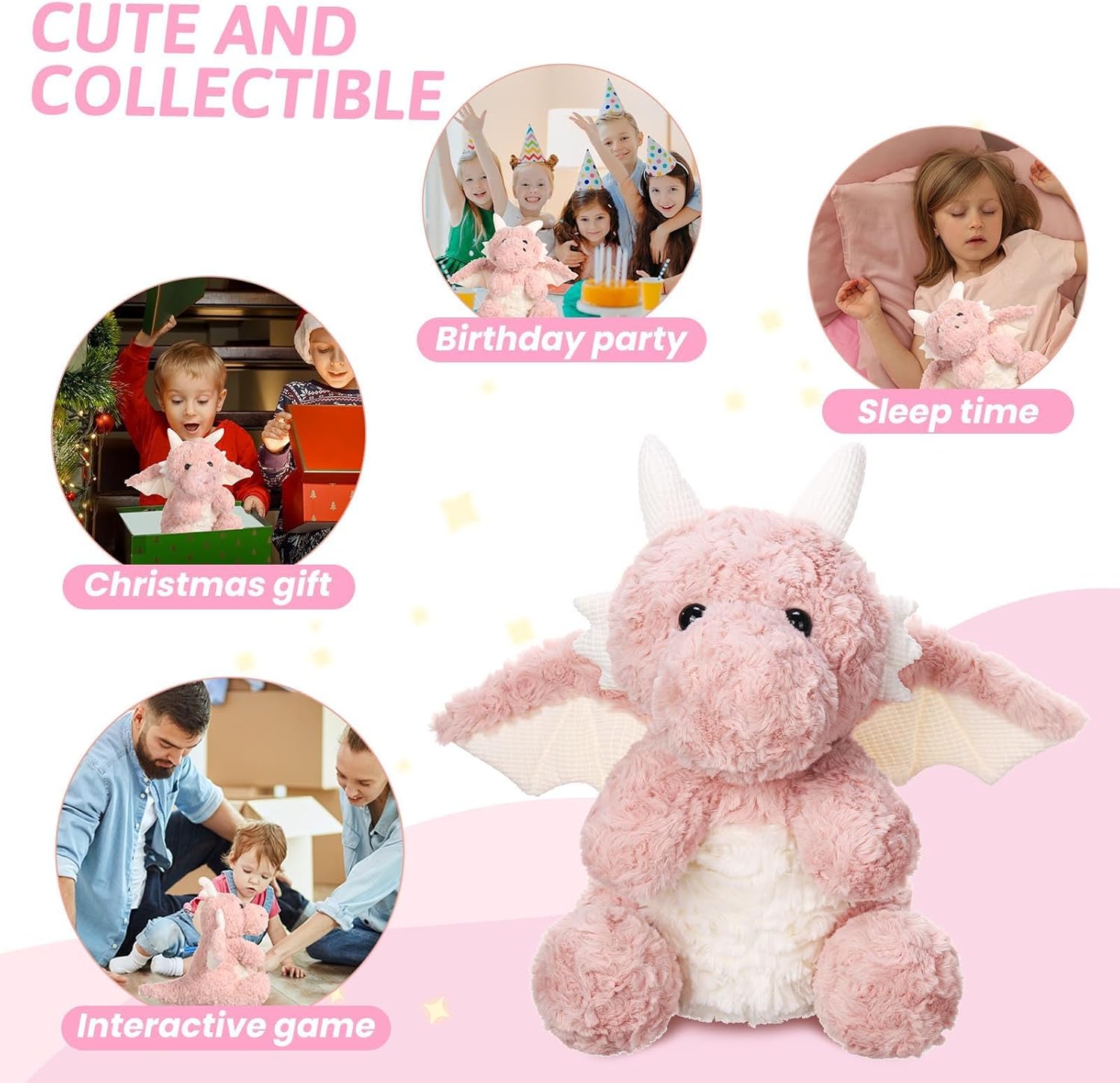 Cute Flying Dragon Plush Toy Pink 788 Inch