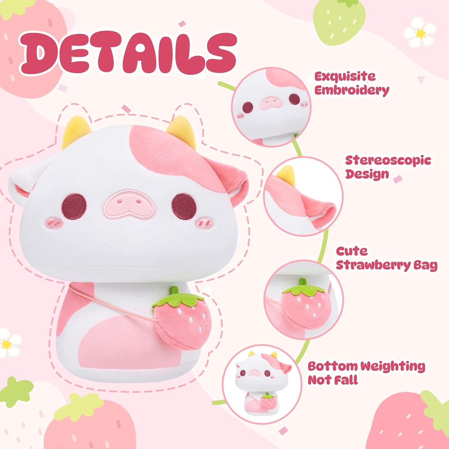 Scented Plush Strawberry Cow Pillow