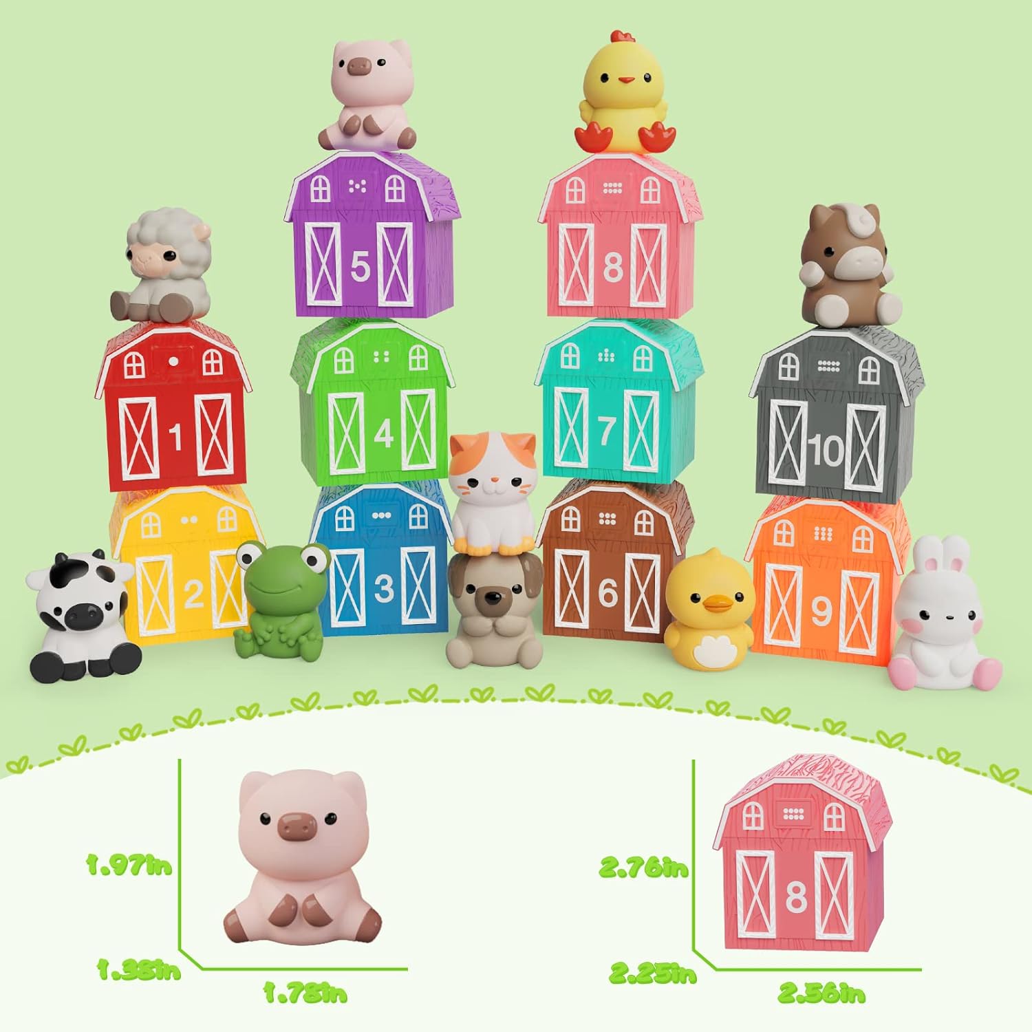 AuroTops Farm Animals Learning Toy Set for 1-3 Year Olds