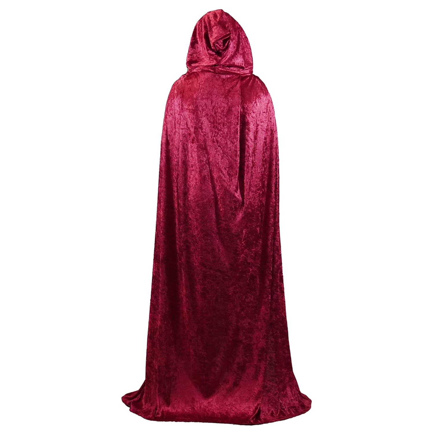 Burgundy Crushed Velvet Hooded Cape - Adult Small