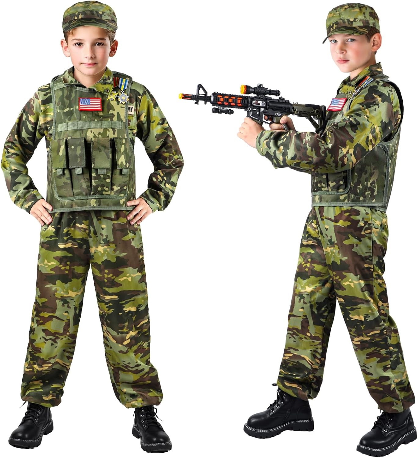 Metemot Kids Army Costume Set for Halloween