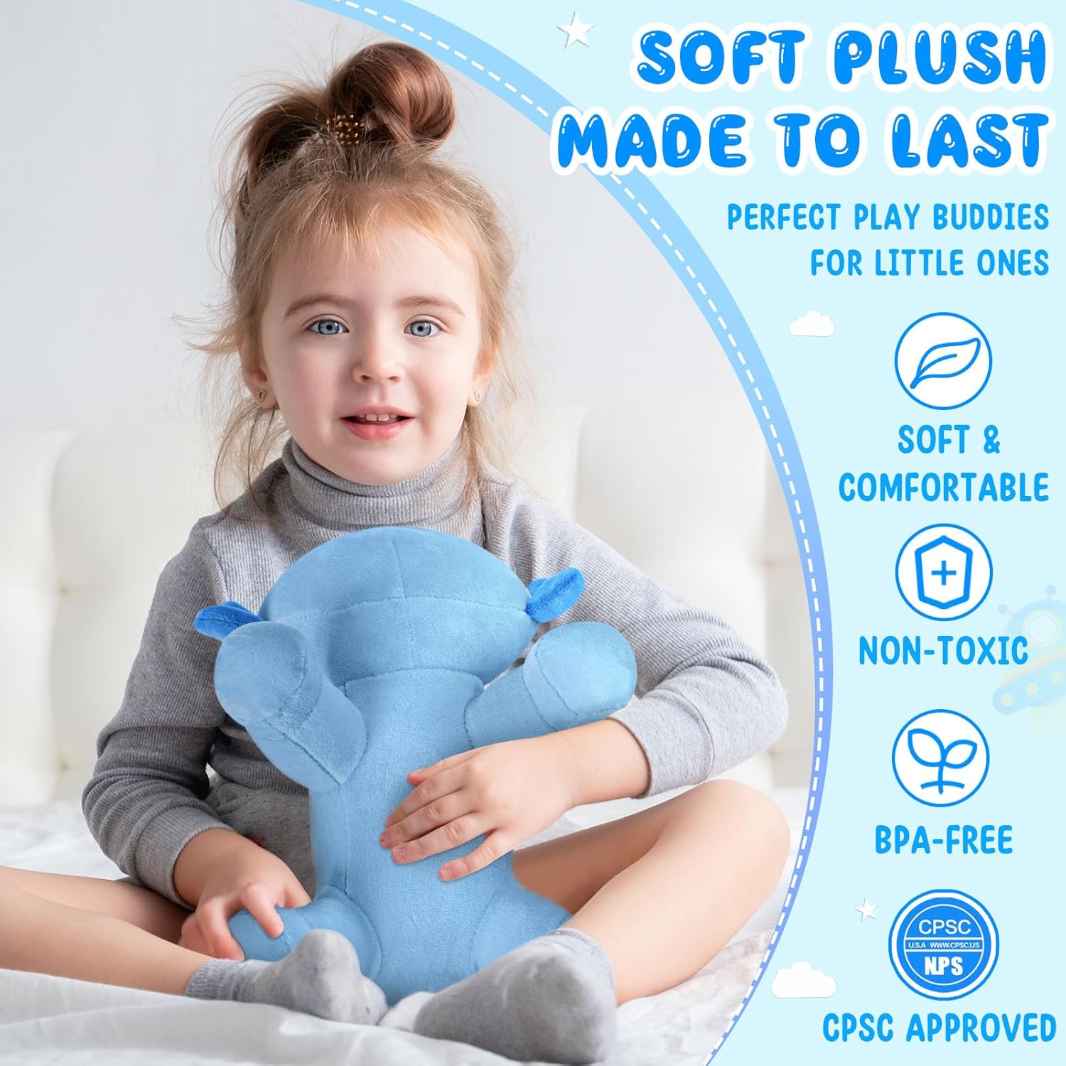 Soft Axolotl Plush Toy Blue 108 Inches