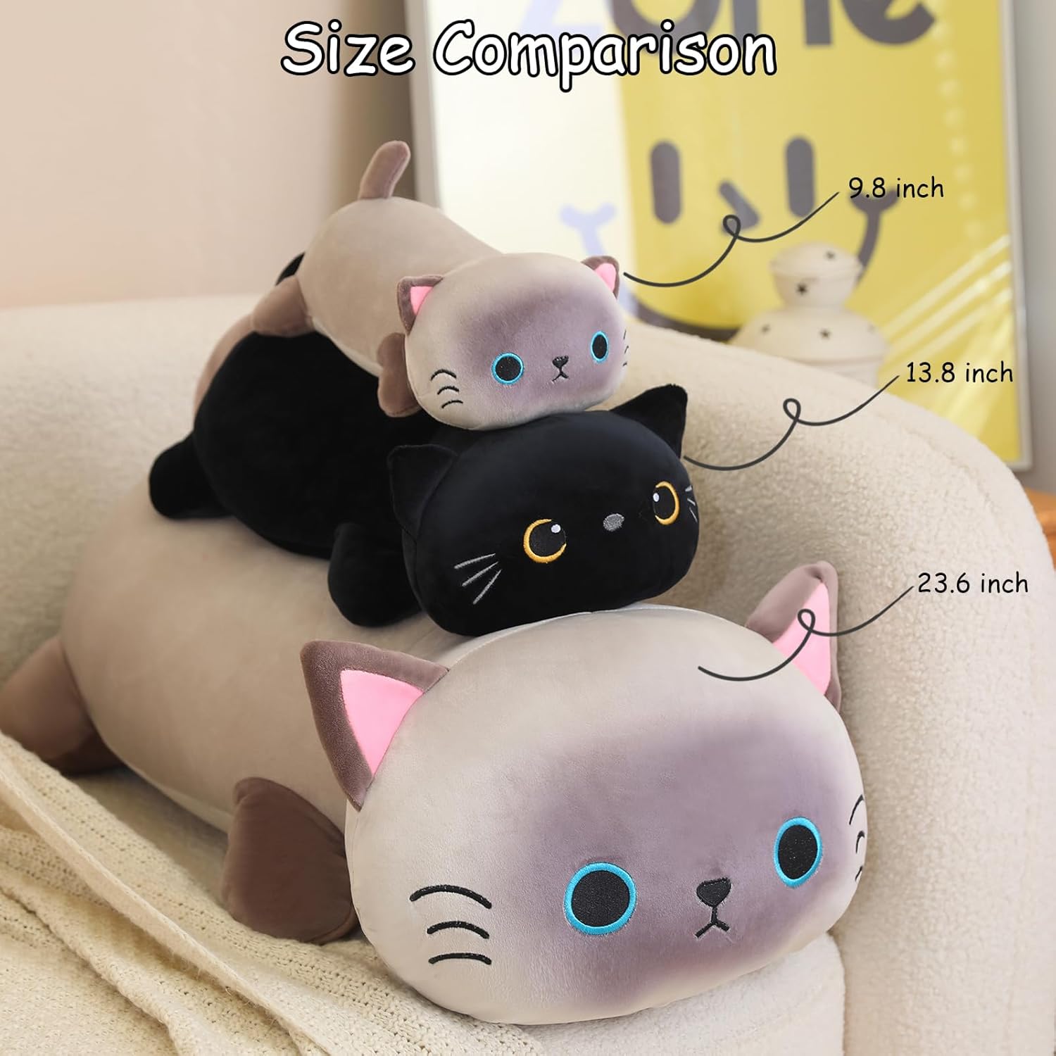 SQEQE Weighted Black Cat Plush 138 Inch 16 Lbs