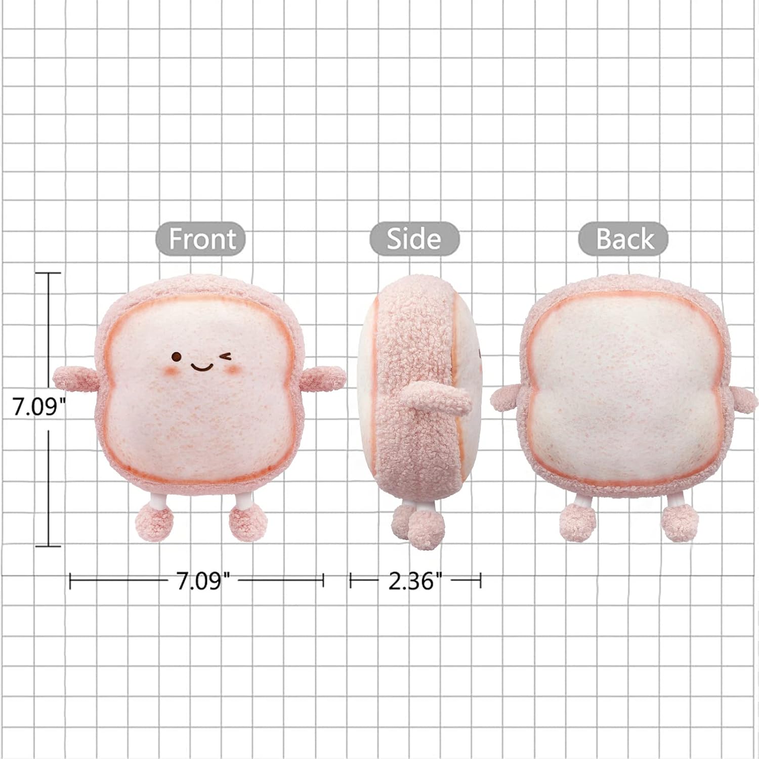 Funny Toast Bread Plush Pillow Cute Design Soft and Comfortable