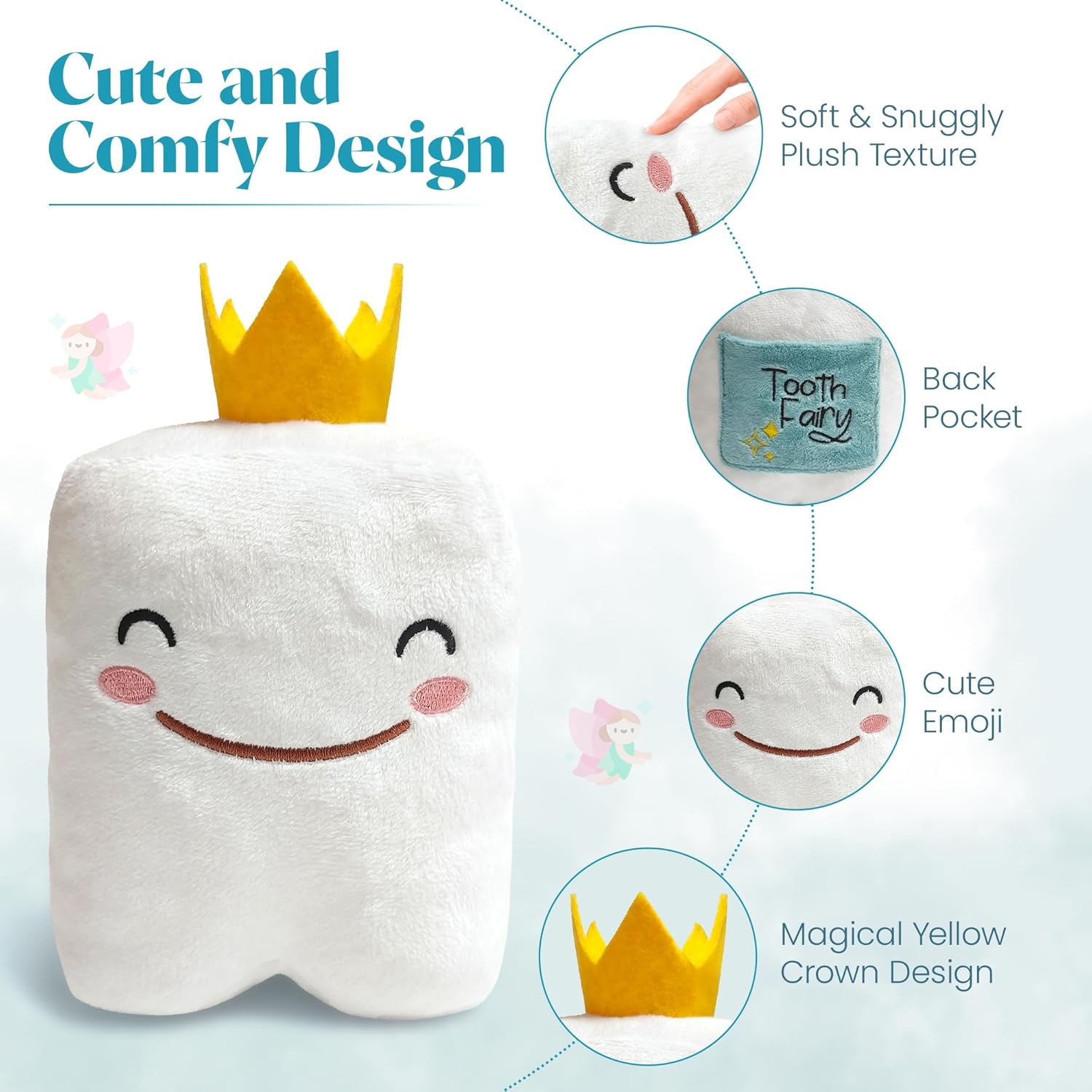 Cairn 6 Tooth Fairy Pillow with Back Pocket