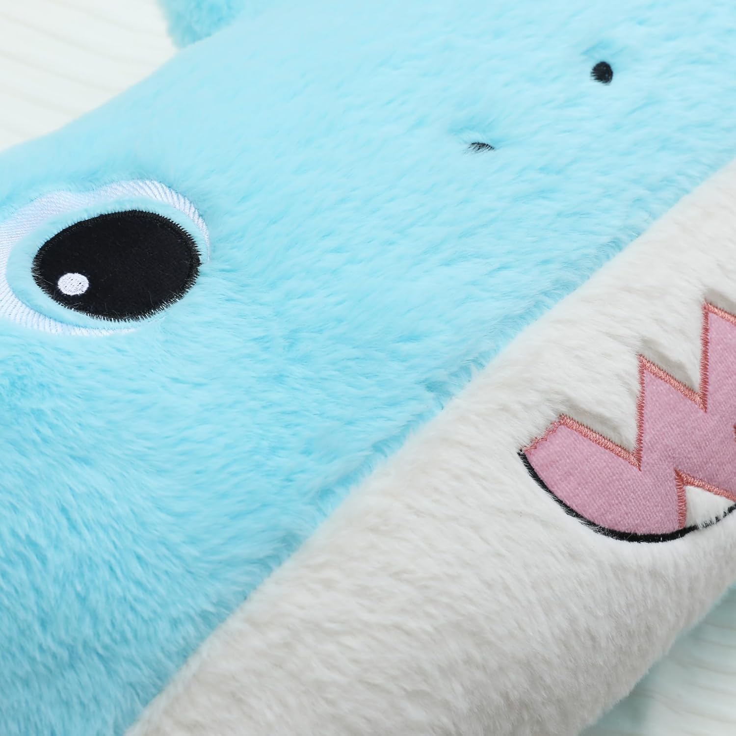 Snugtown Shark Plush Lumbar Pillow 12 x 24 Inches Baby Blue