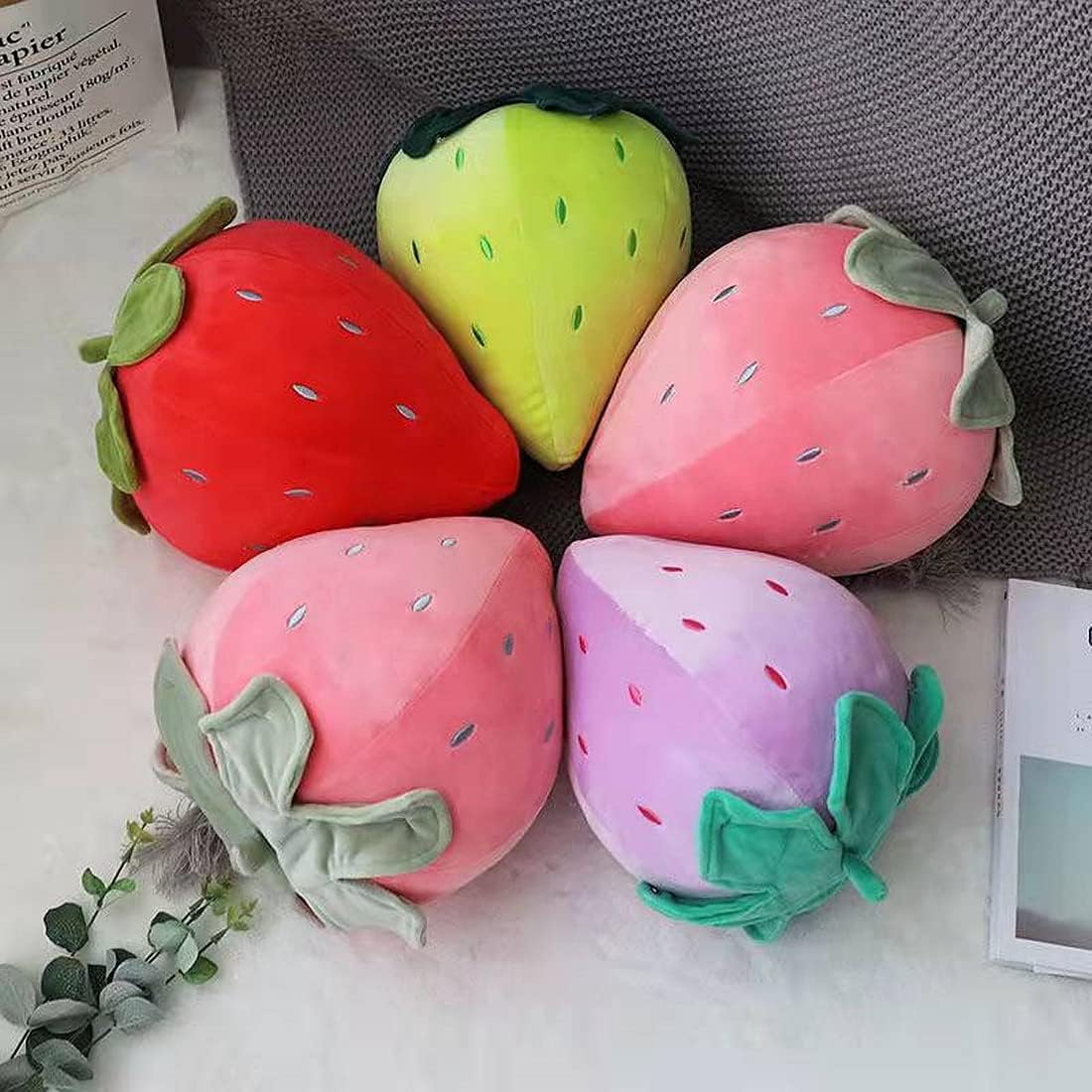 Cute Fruit Strawberry Plush Pillow for Kids - Soft Red 78 Inches