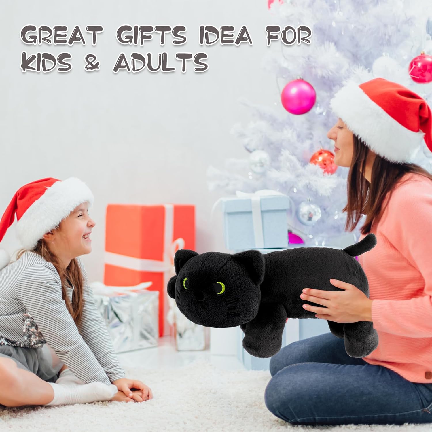 22 Inch Big Weighted Stuffed Animal Black Cat Plush Pillow