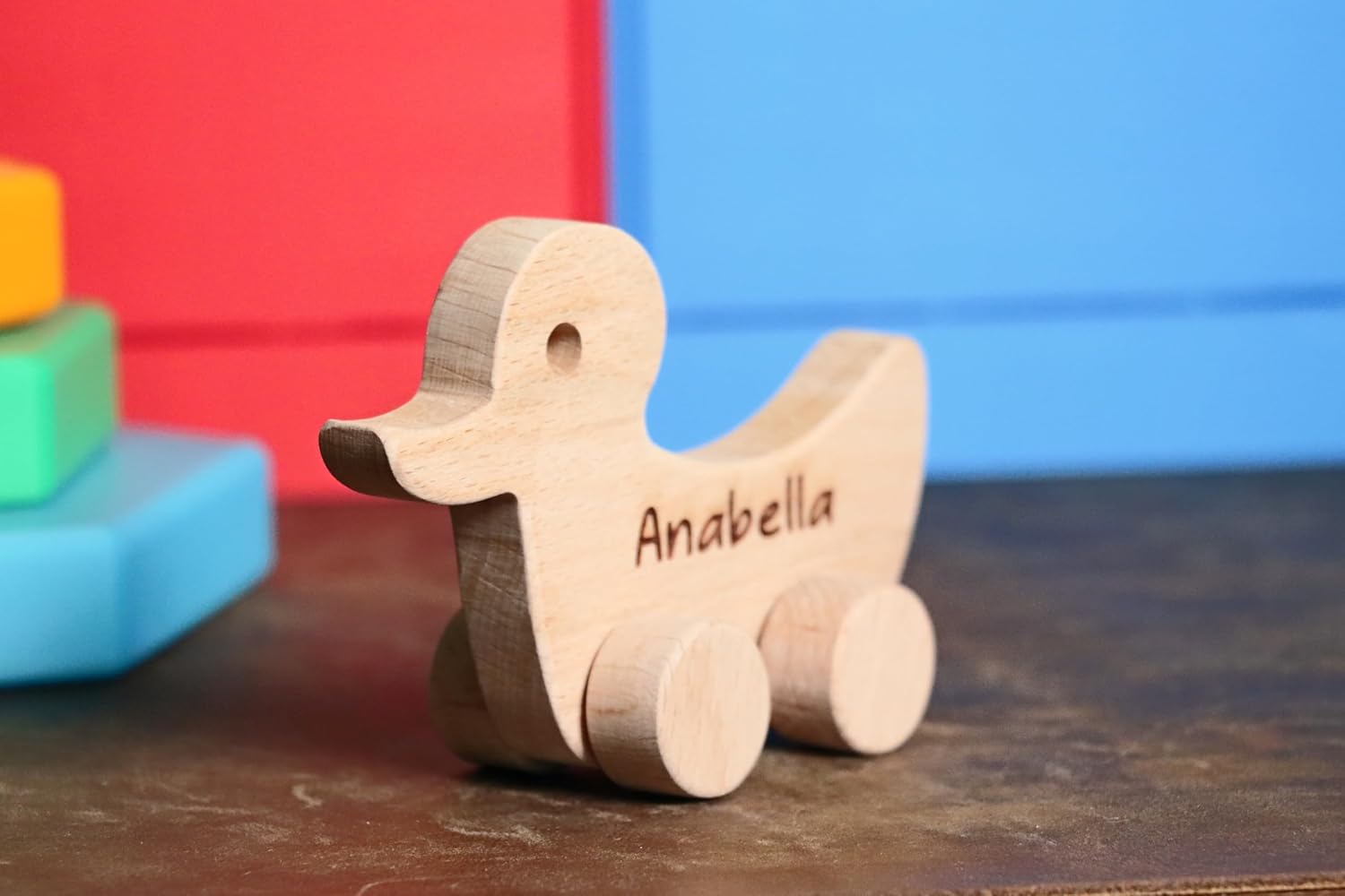 Wooden Squirrel Push Toy Handmade Baby Gift