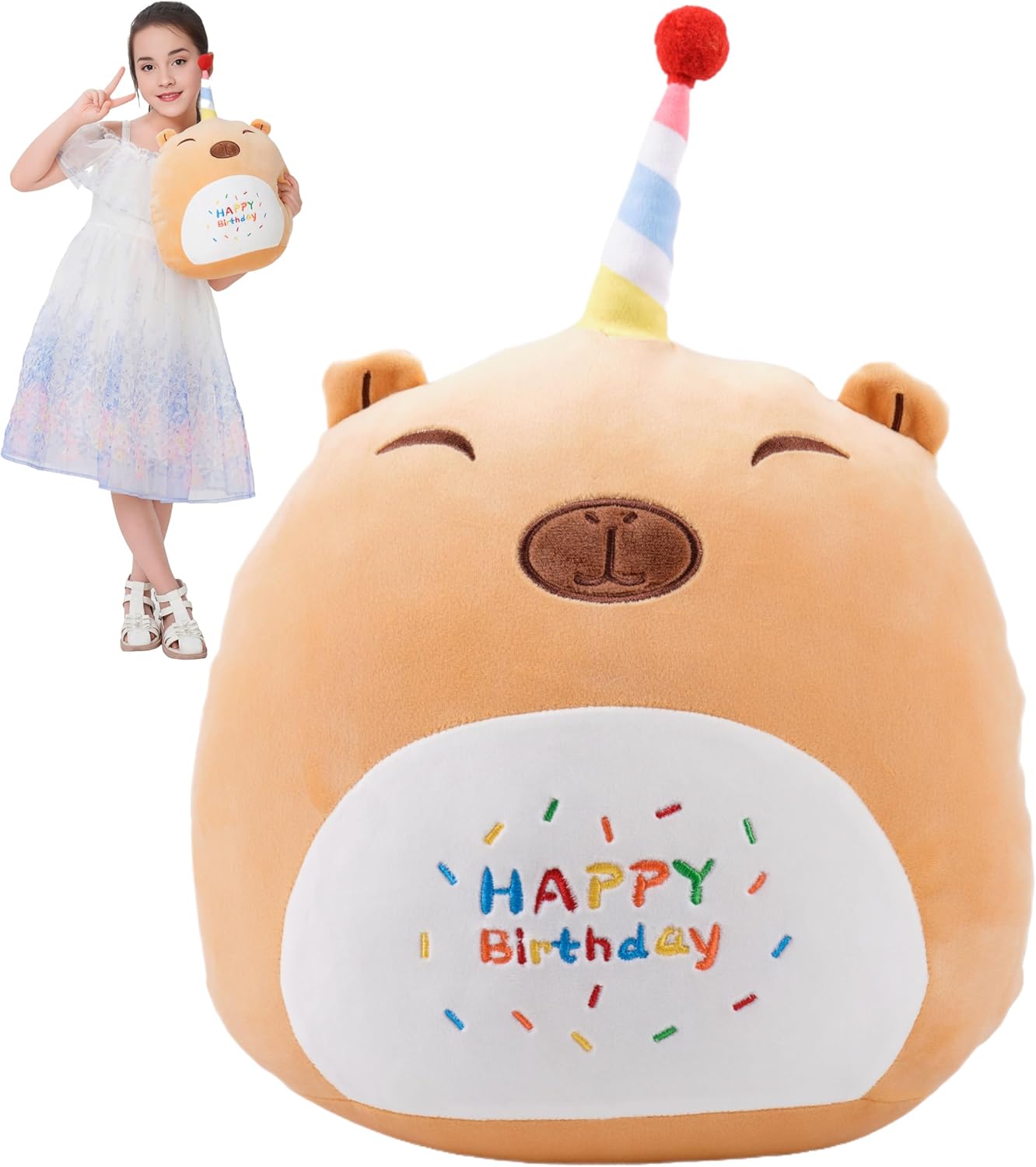 16 Inch Plush Brown Capybara Hugging Pillow