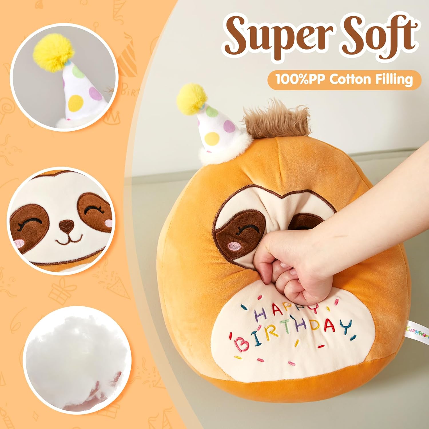 CozyWorld 15 Birthday Sloth Plush Pillow