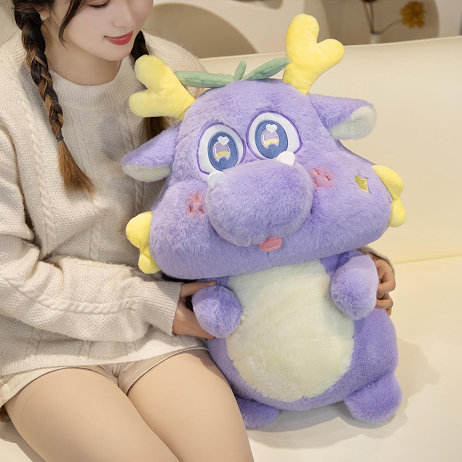 10 Inch Chinese Dragon Plush Pillow Toy for Kids and Lovers Purple