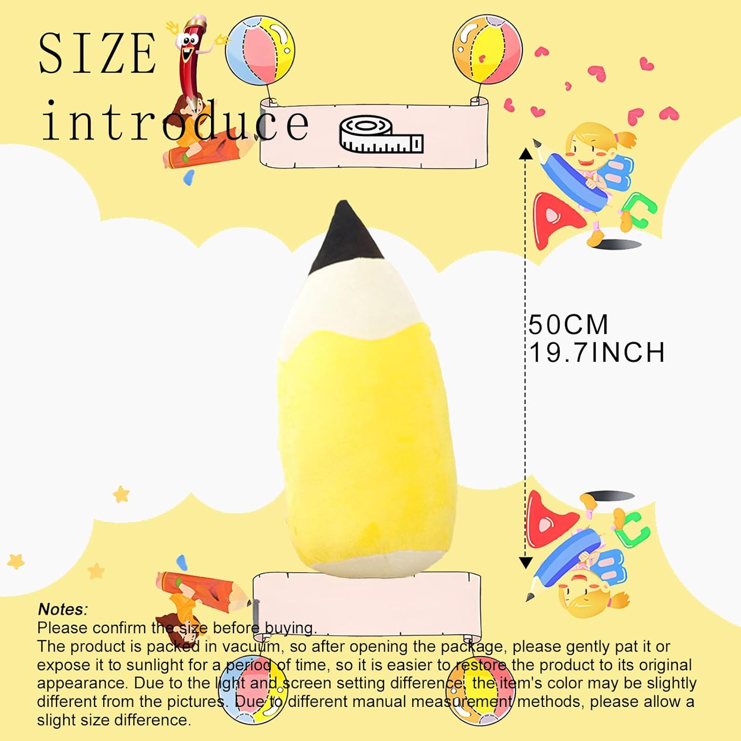 CHELEI2019 197 Pencil Pillow Plush Toy for Kids Yellow