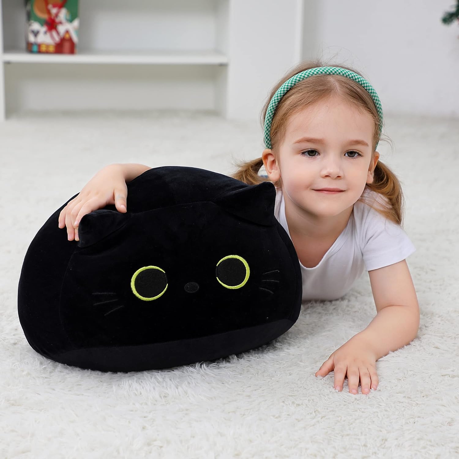 Black Cat Plush Pillow 16-Inch Soft Plush Toy